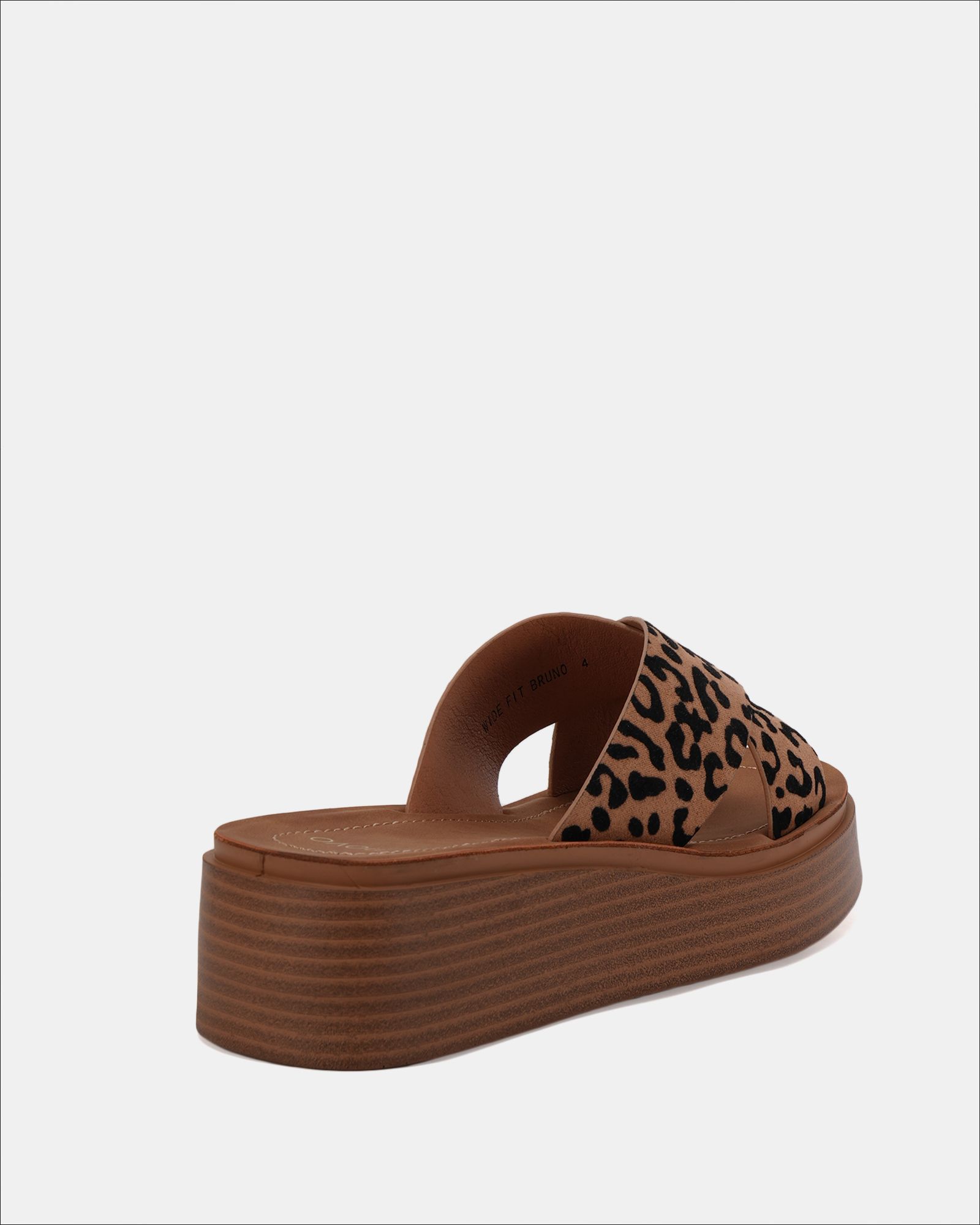 BRUNO Leopard Cross Strap Flatform Mule Sandal