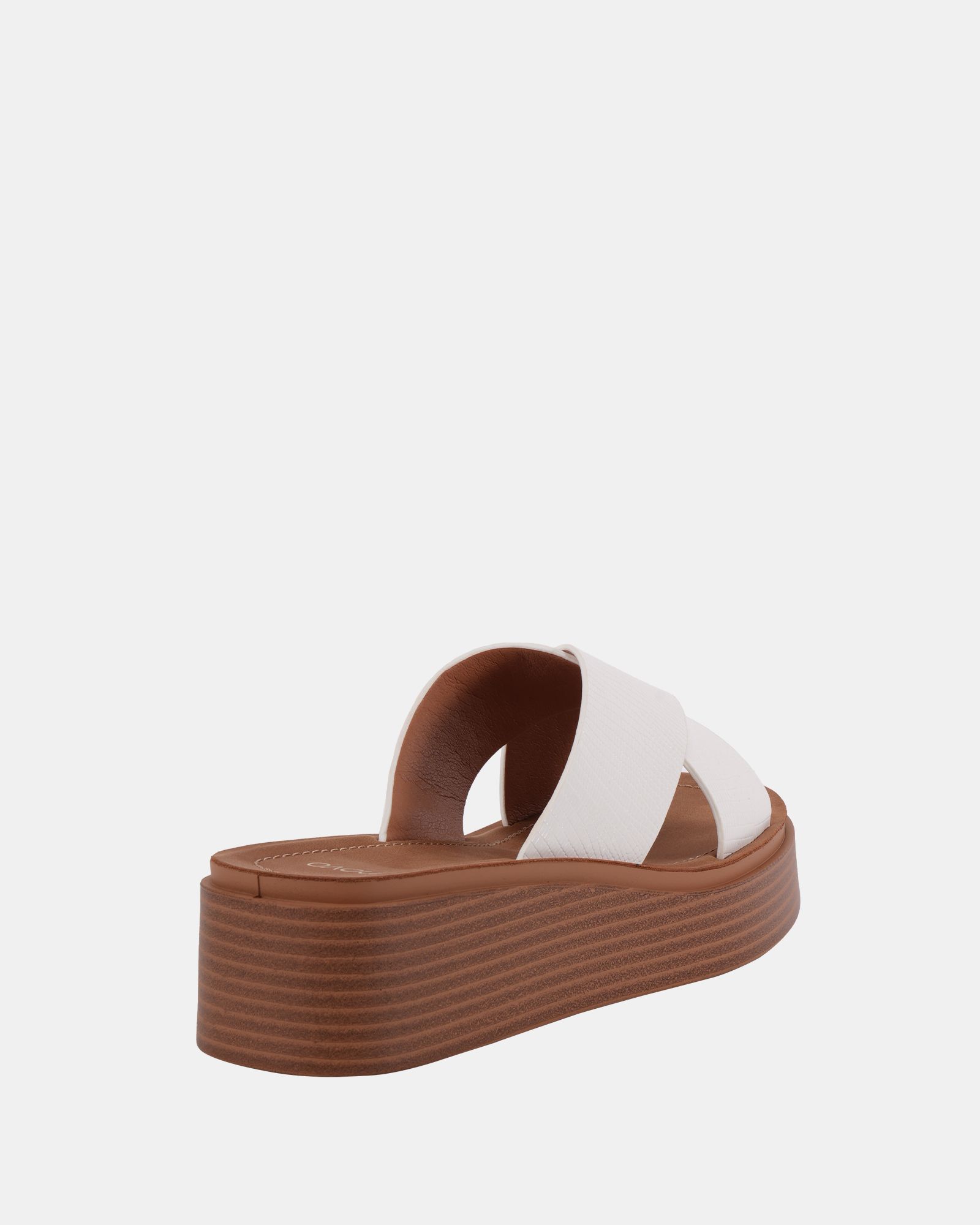 BRUNO White Cross Strap Flatform Mule Sandal
