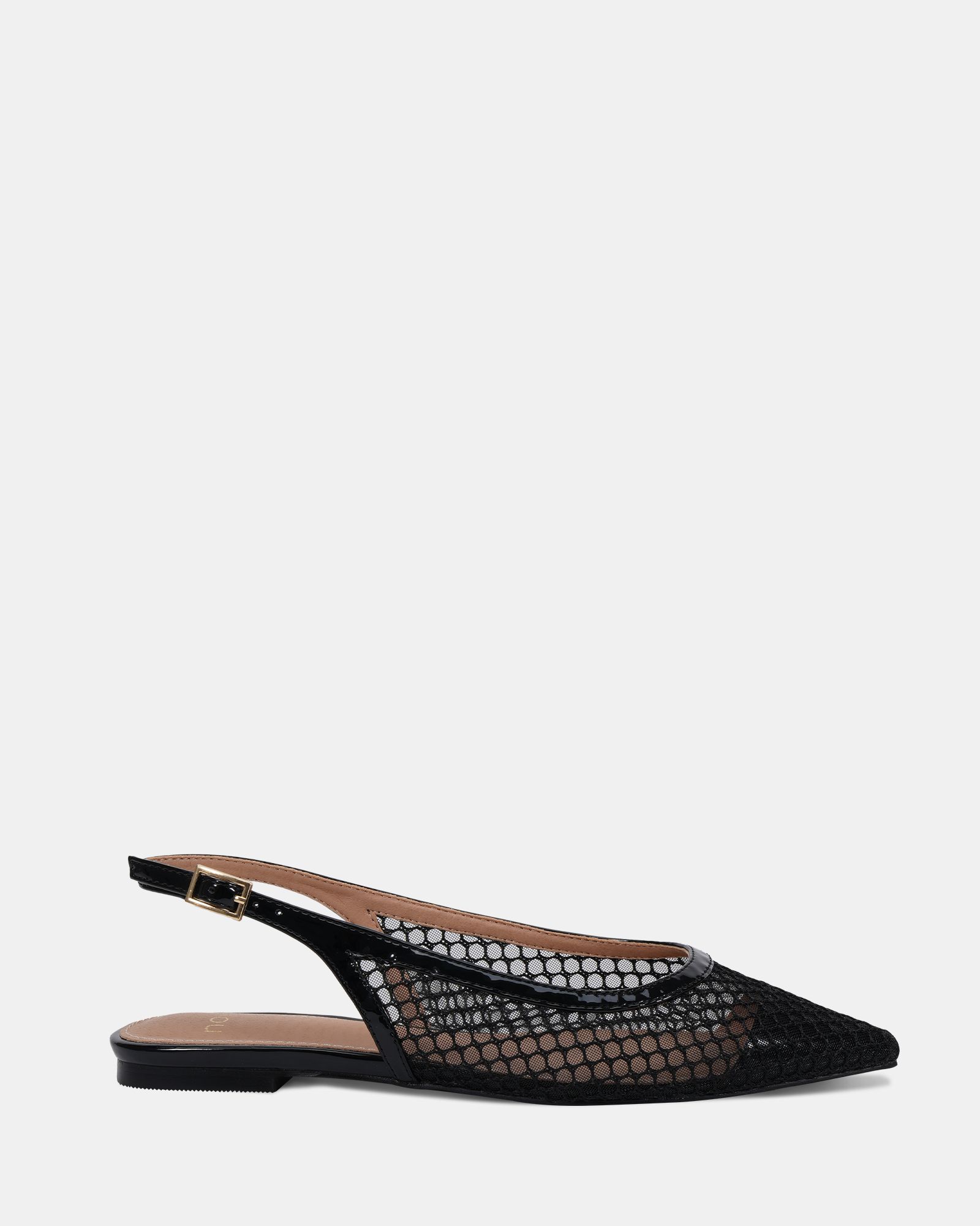 CALLIE Black Mesh Point Slingback Flat Shoe