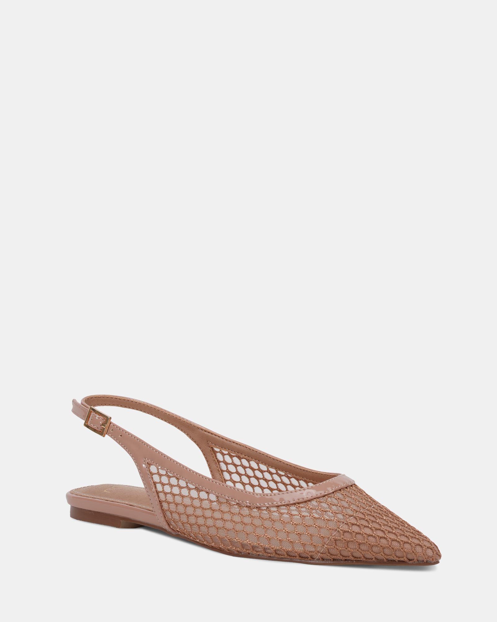 CALLIE Nude Mesh Point Slingback Flat Shoe