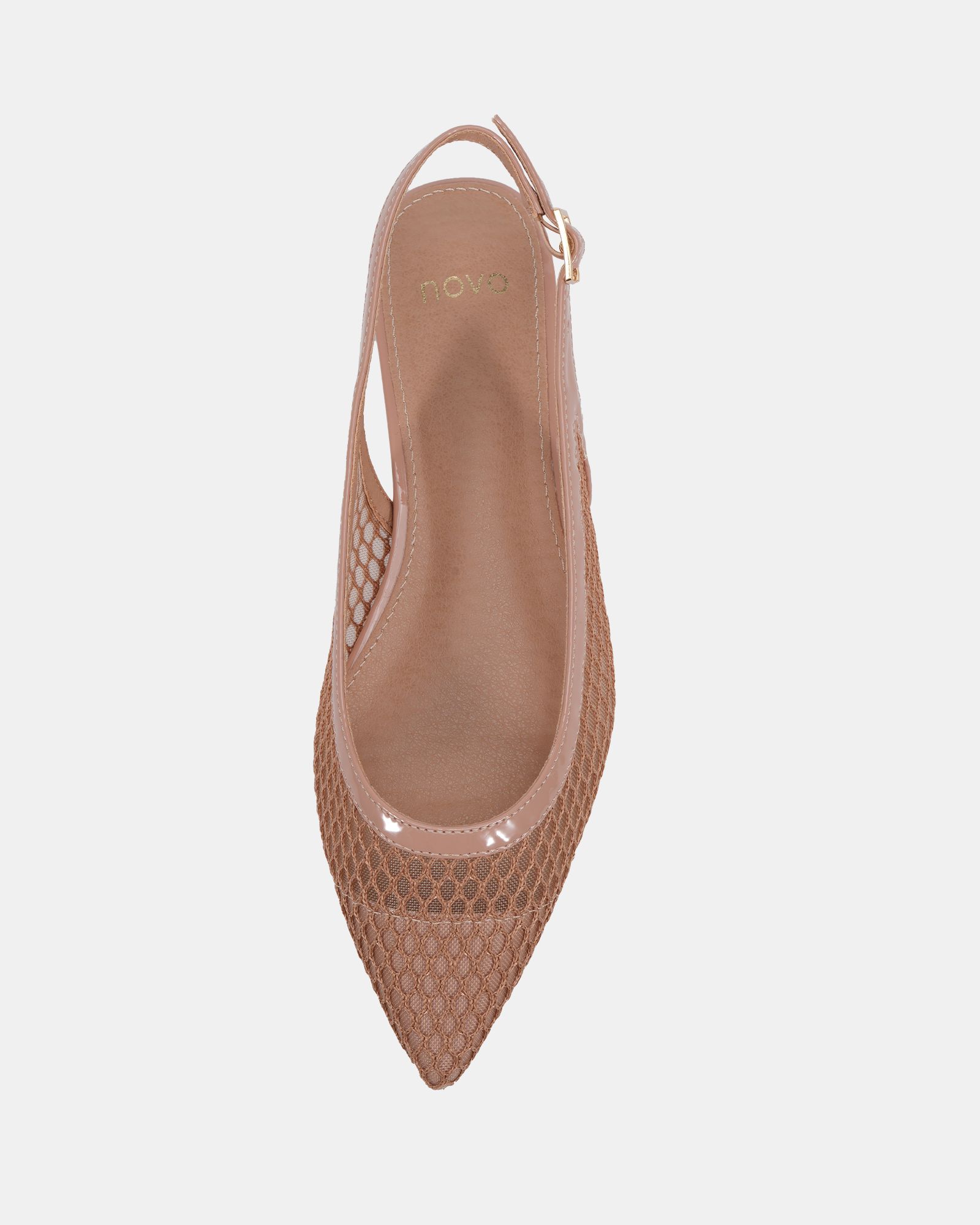 CALLIE Nude Mesh Point Slingback Flat Shoe