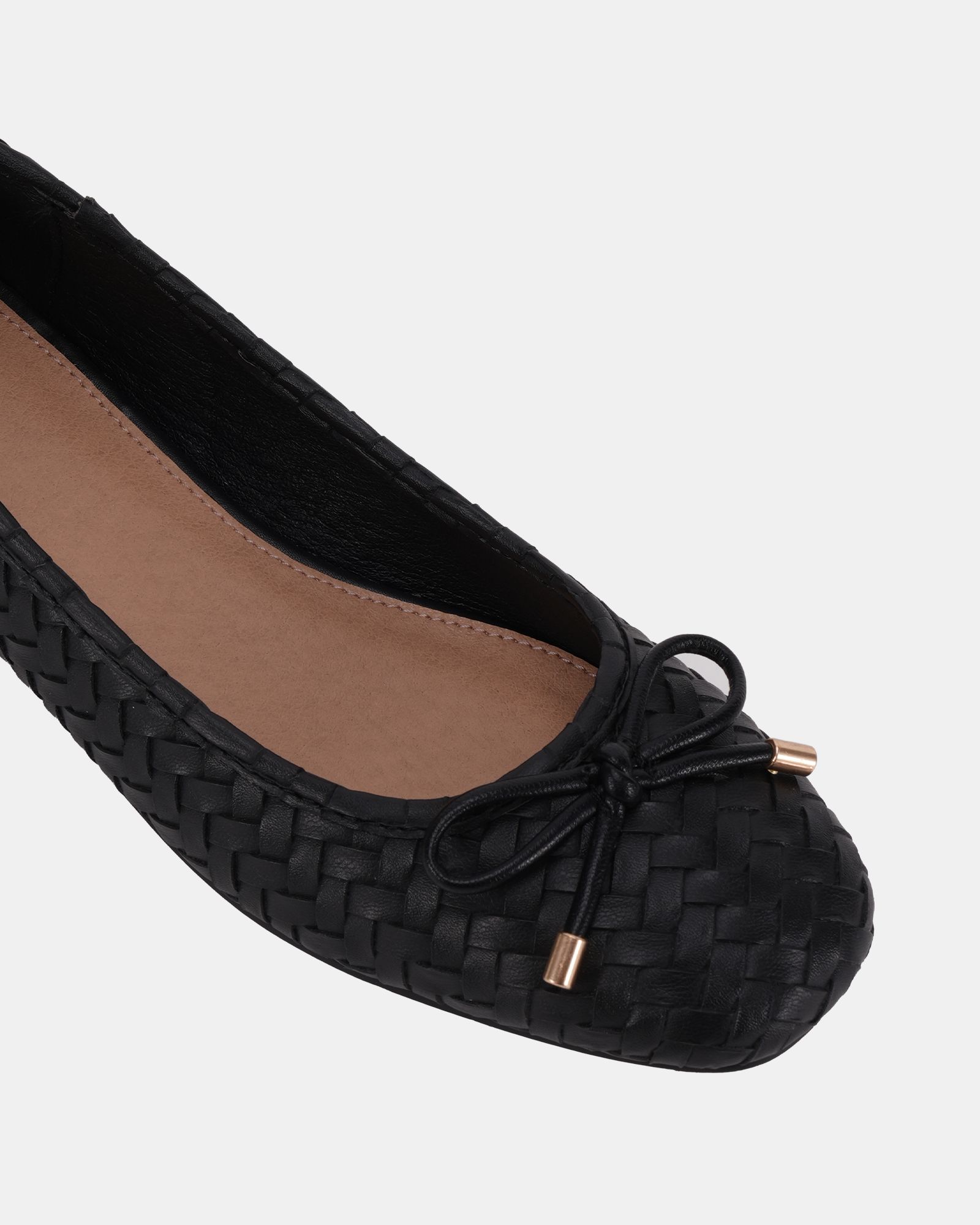 Wide Fit CECILIA Black Woven Low Block Ballerina