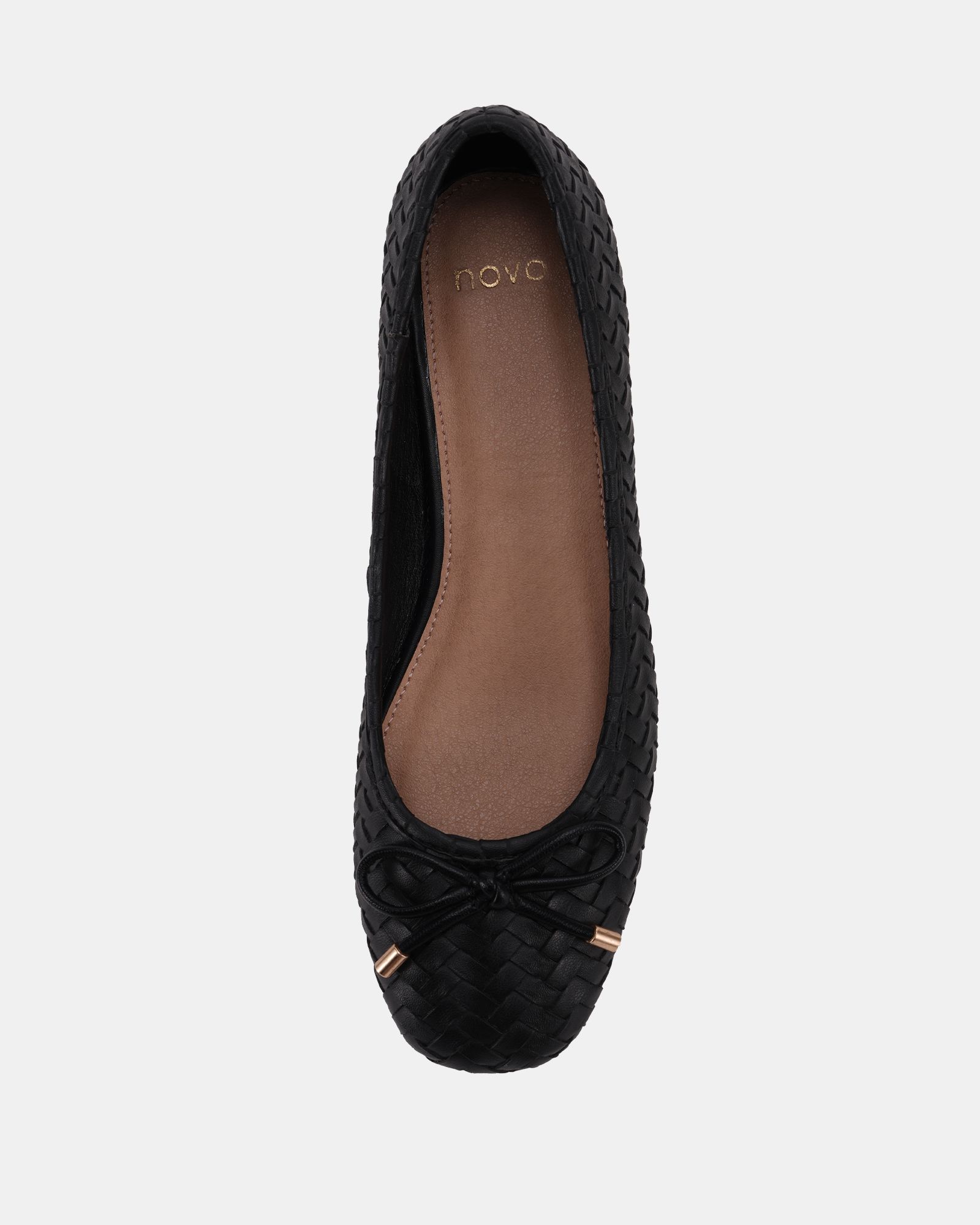 Wide Fit CECILIA Black Woven Low Block Ballerina