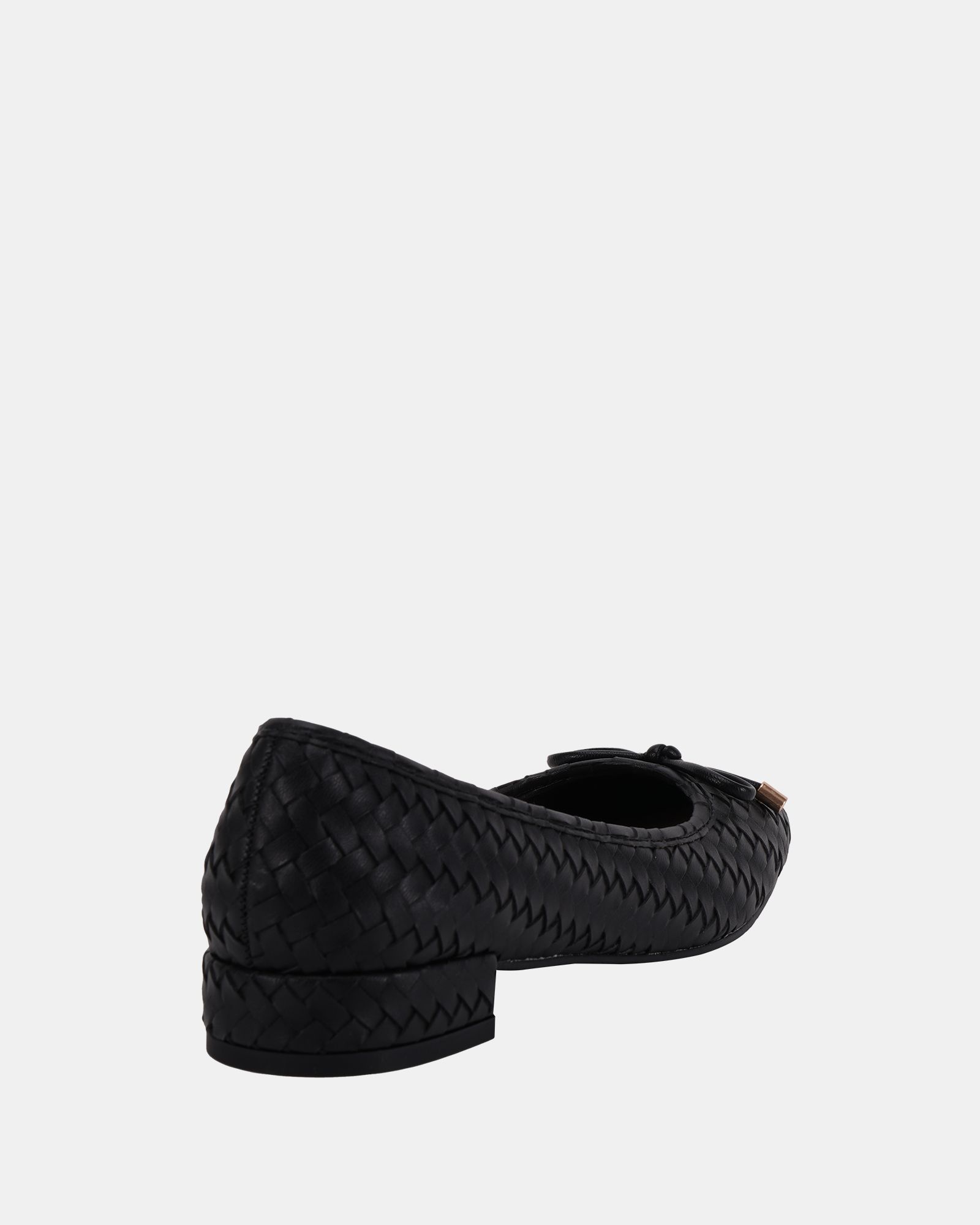 Wide Fit CECILIA Black Woven Low Block Ballerina