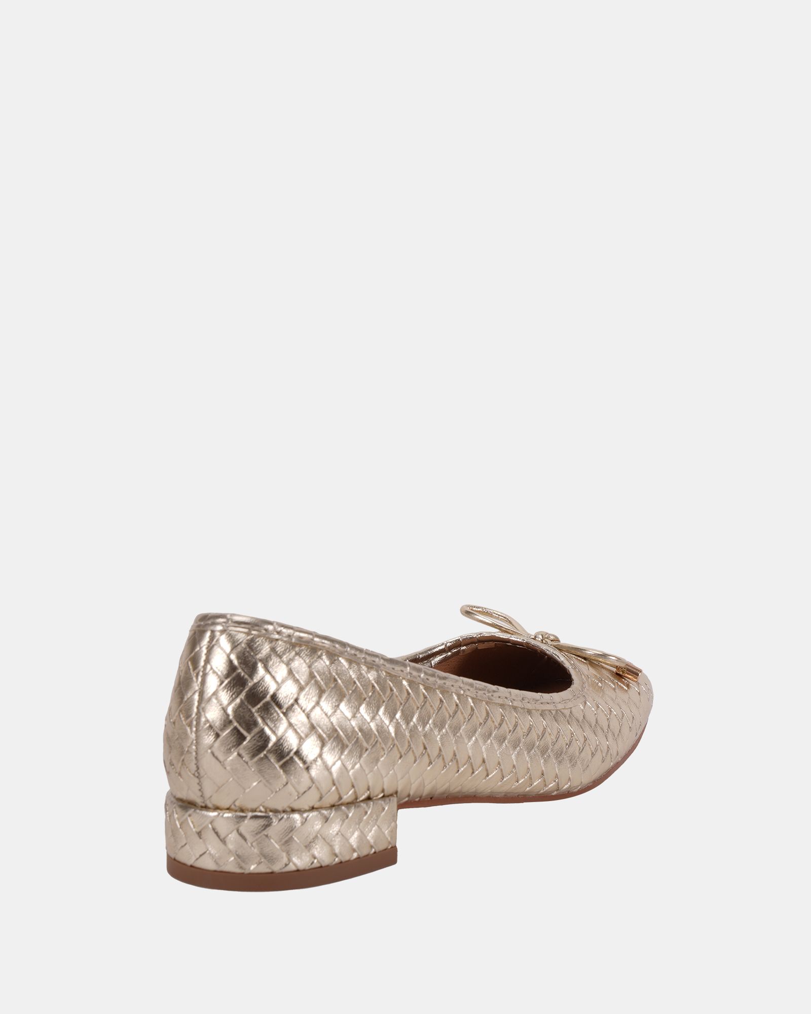 Wide Fit CECILIA Gold Woven Low Block Ballerina