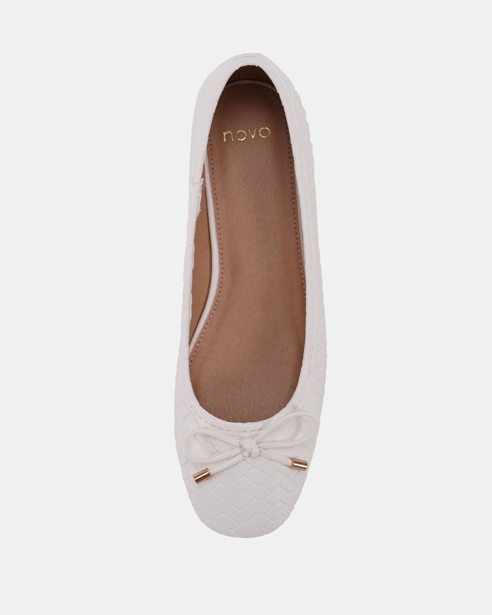 Wide Fit CECILIA White Woven Low Block Ballerina
