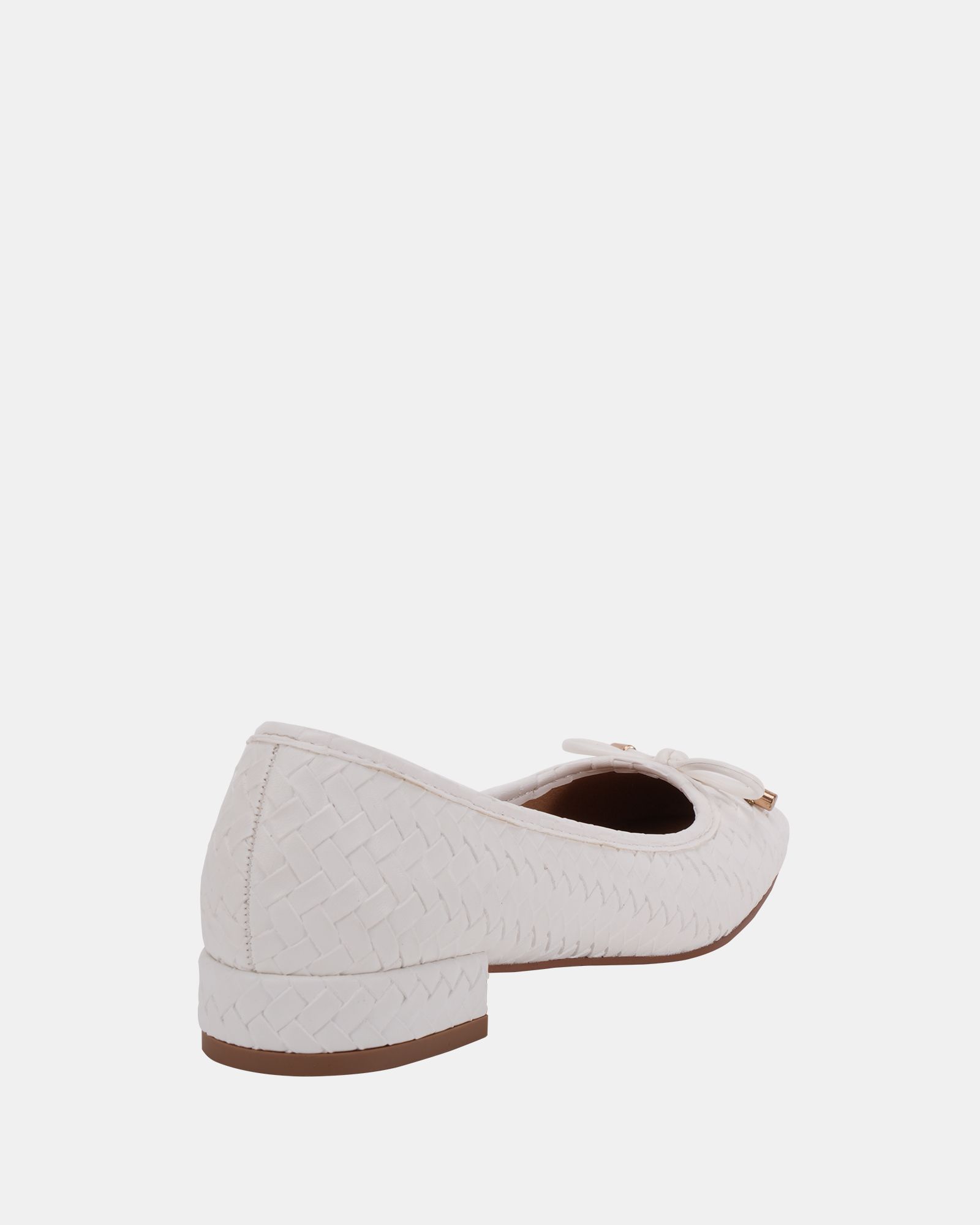 Wide Fit CECILIA White Woven Low Block Ballerina