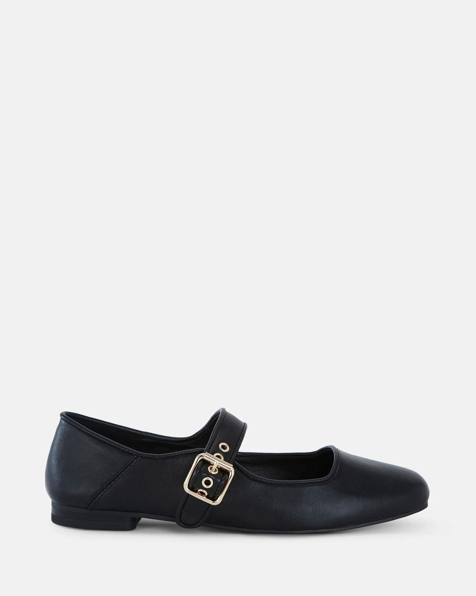 Cesena Black Mary Jane Flat Ballerina