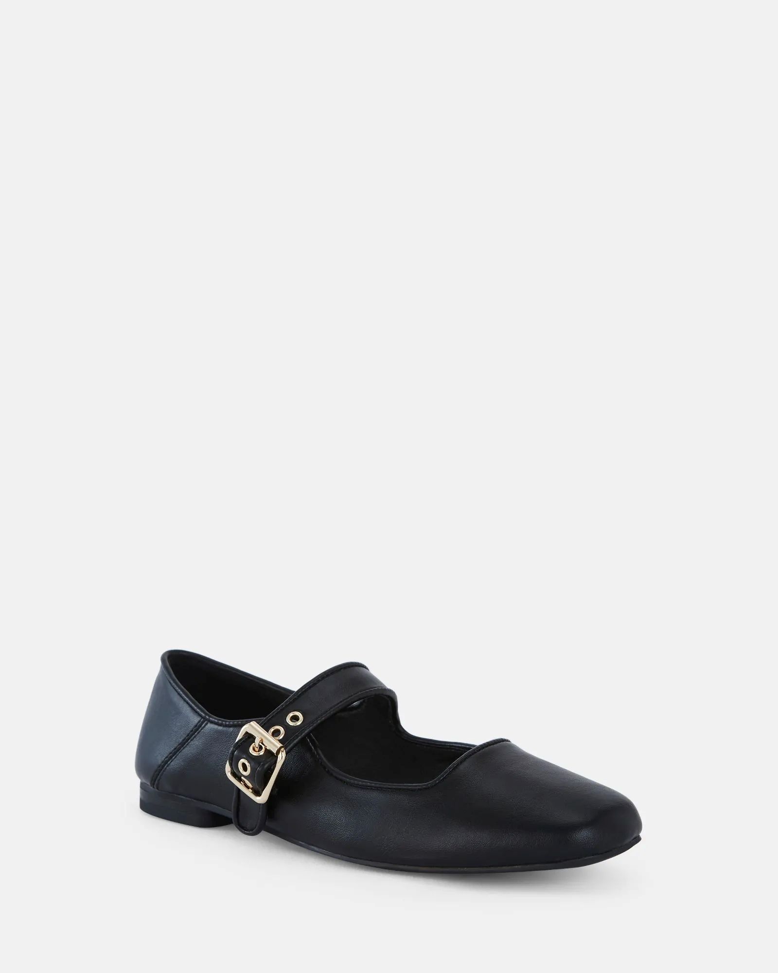 Cesena Black Mary Jane Flat Ballerina