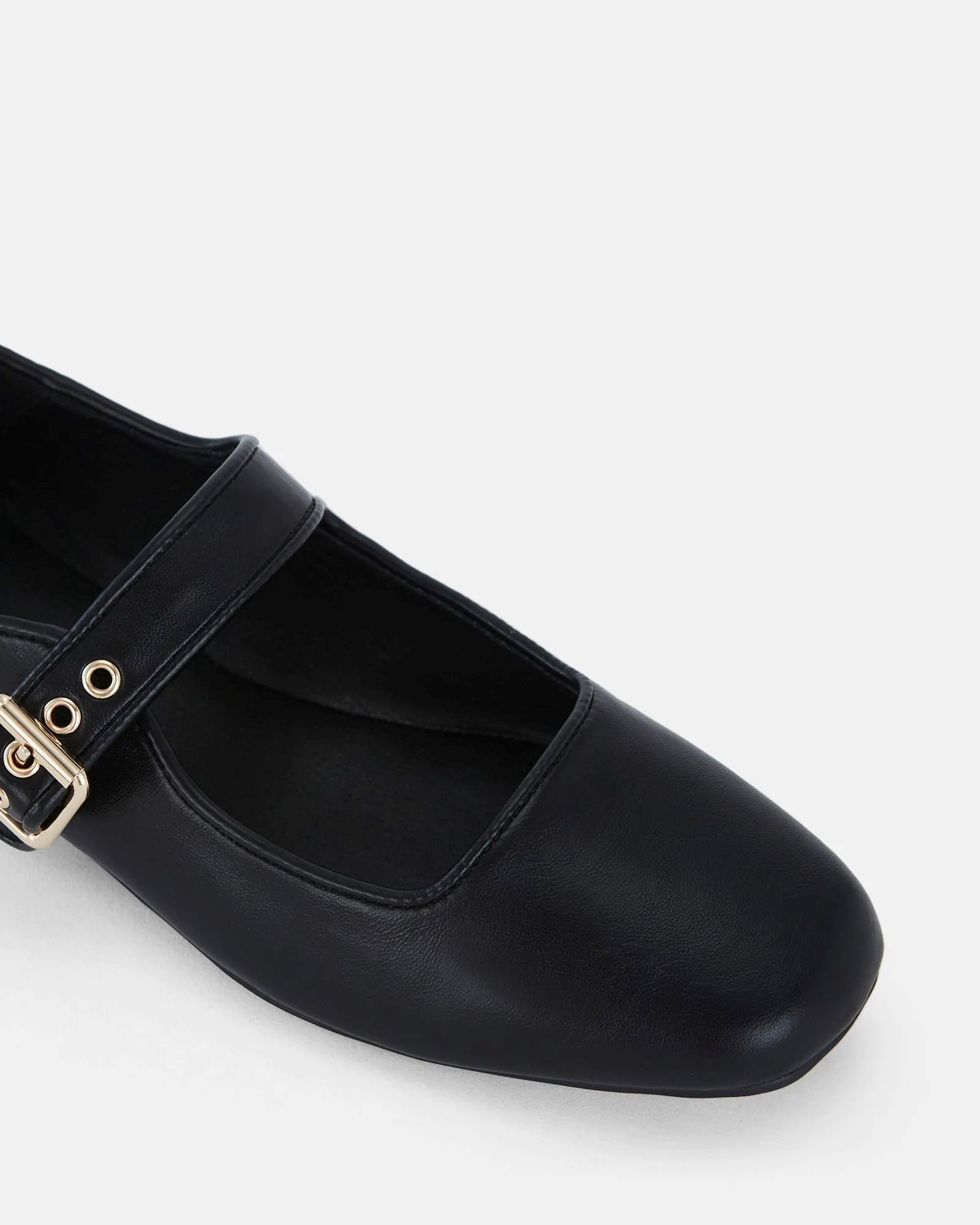Cesena Black Mary Jane Flat Ballerina