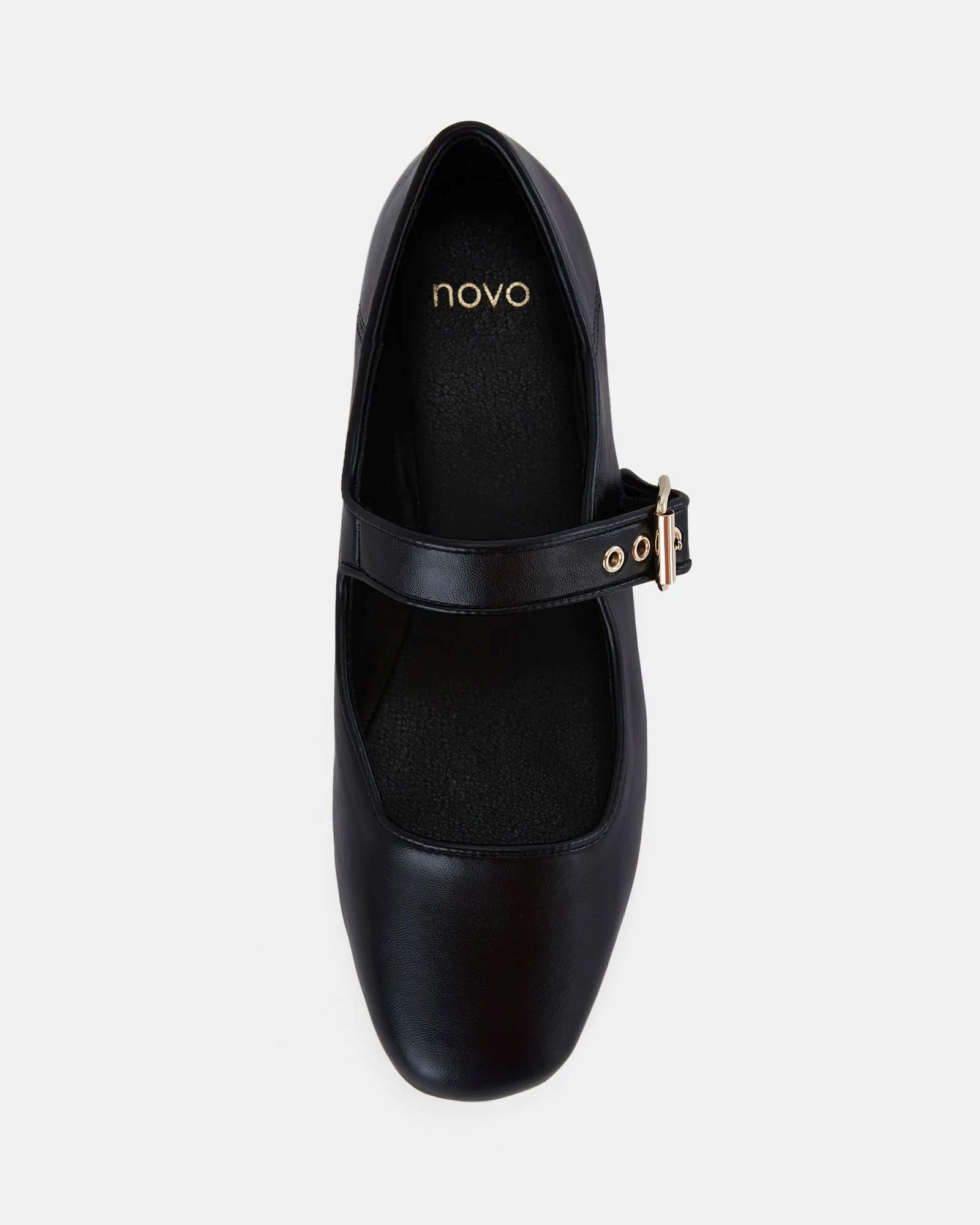 Cesena Black Mary Jane Flat Ballerina