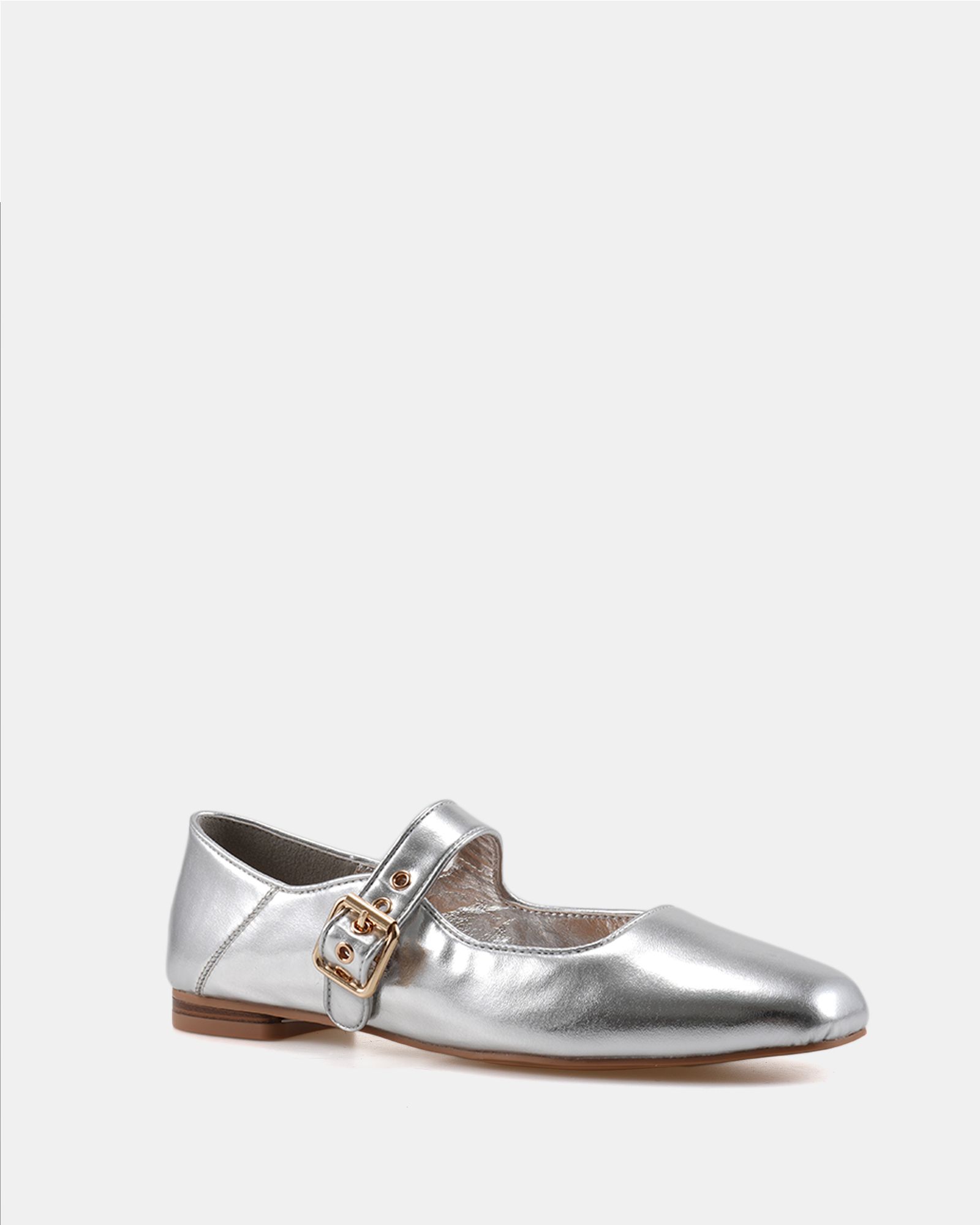 Cesena Silver Mary Jane Flat Ballerina