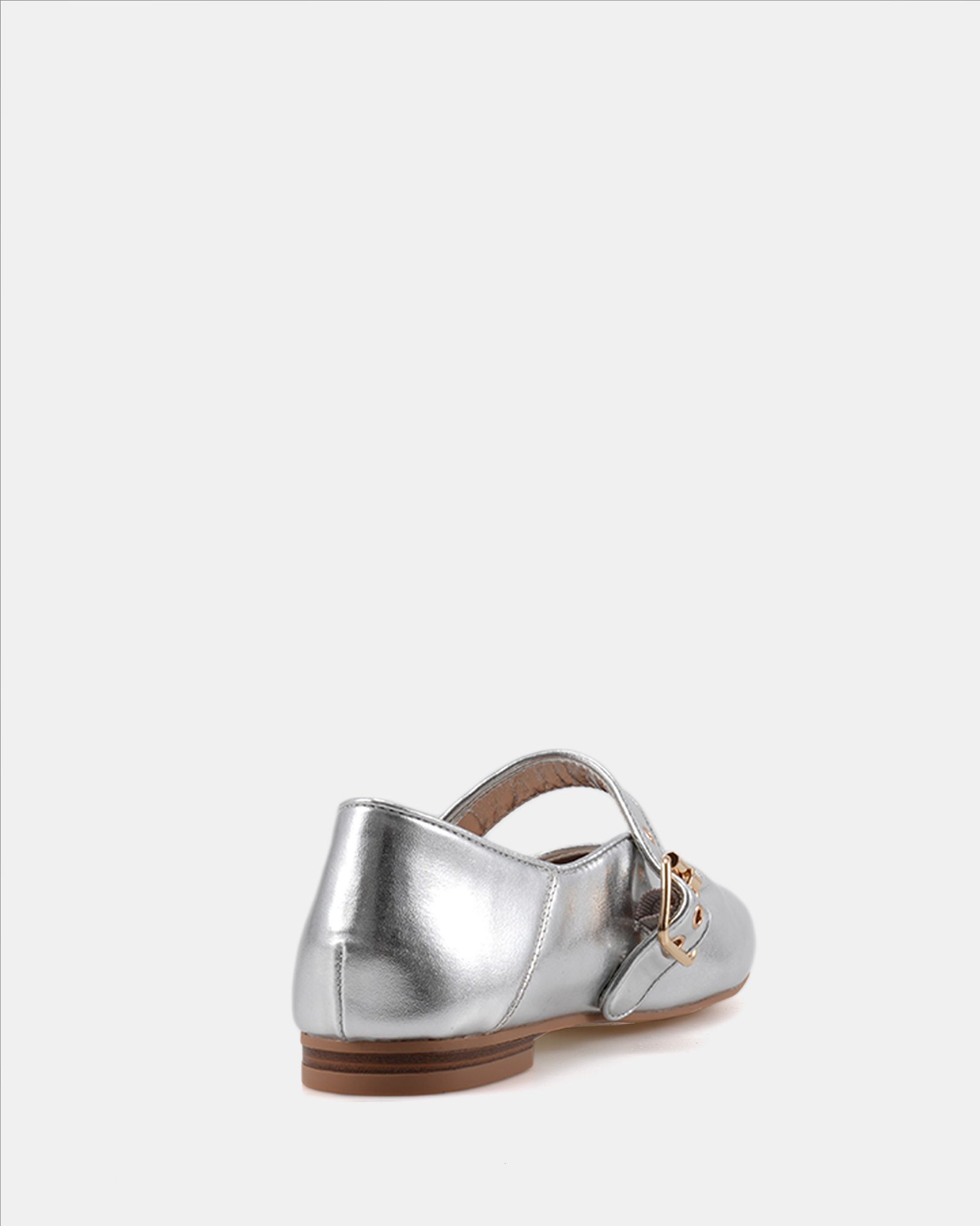 Cesena Silver Mary Jane Flat Ballerina