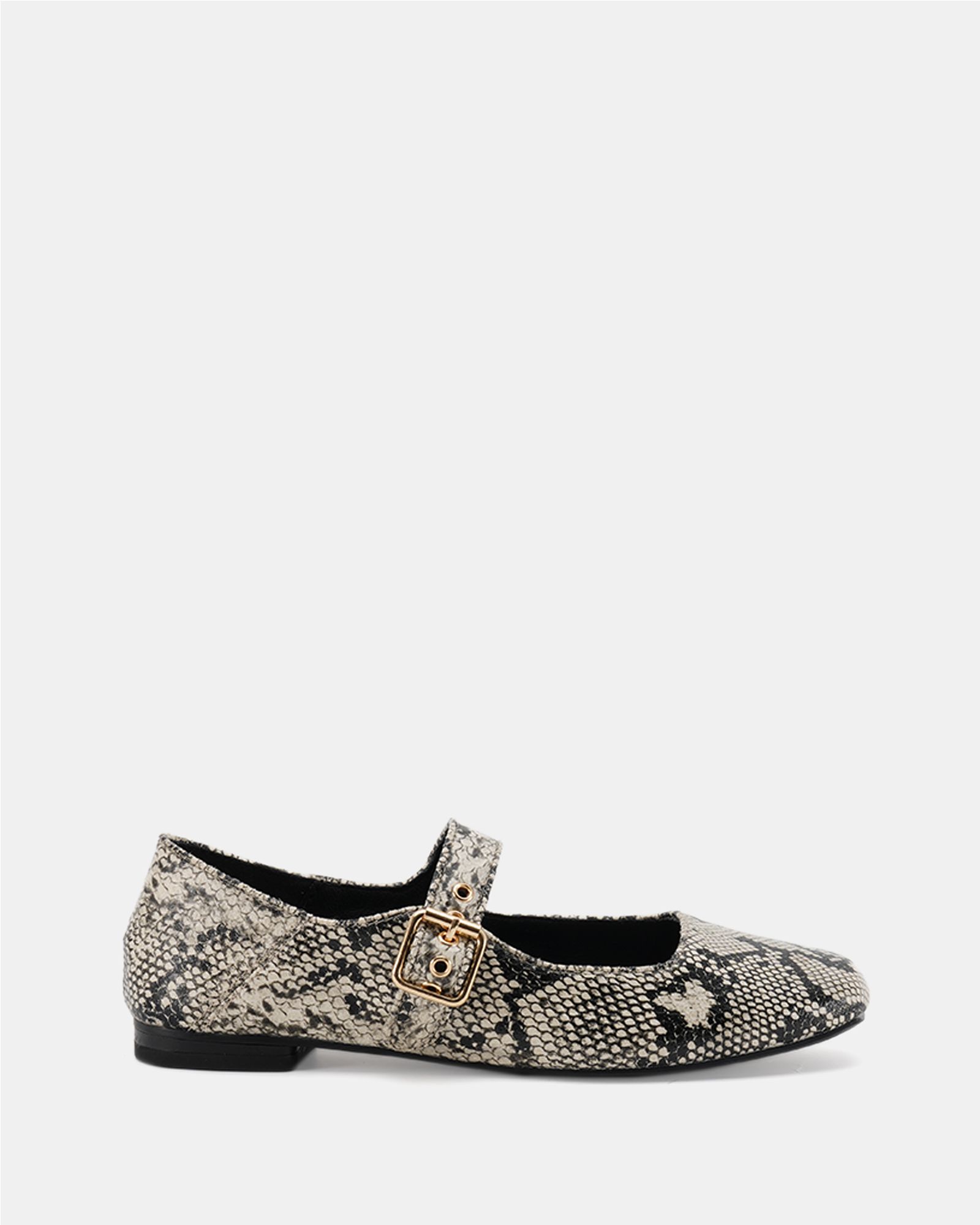 Wide Fit Cesena Snake Mary Jane Flat Ballerina