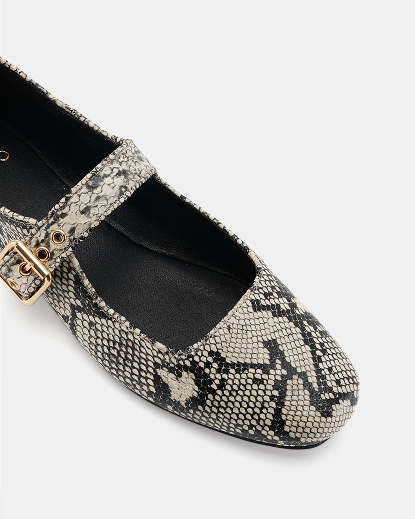 Wide Fit Cesena Snake Mary Jane Flat Ballerina