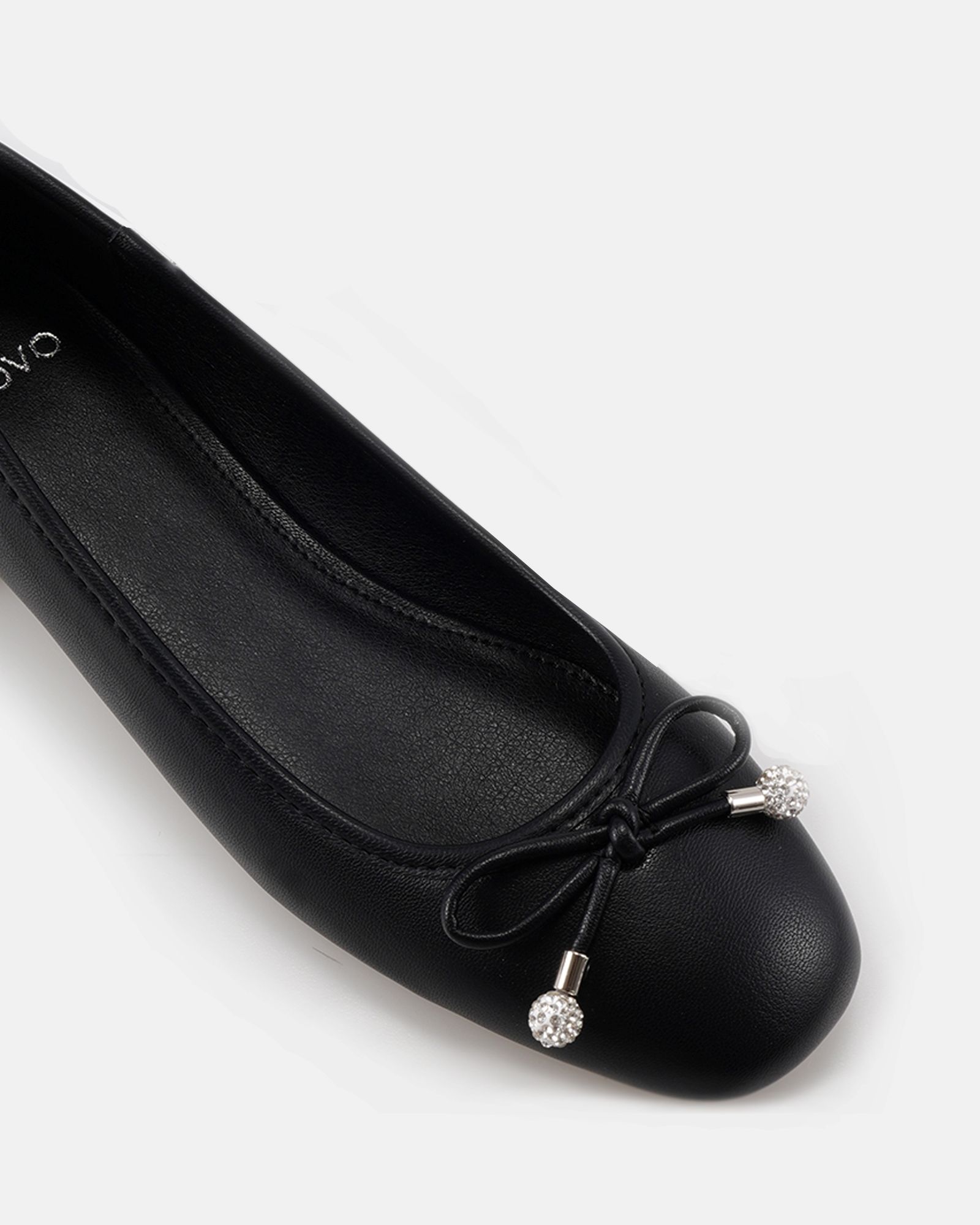 Wide Fit Chioggia Black Low Heel Embellished Bow Ballerina