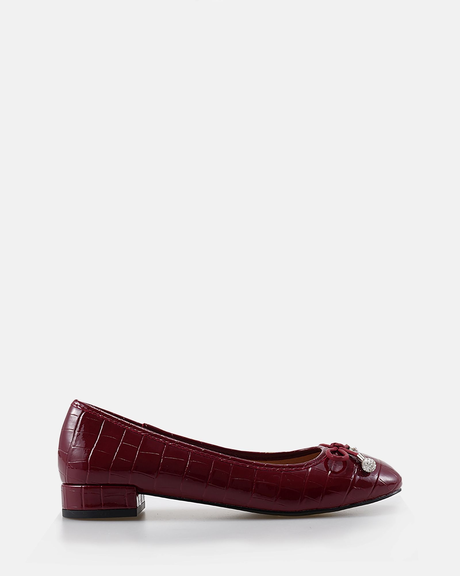 Chioggia Burgundy Low Heel Embellished Bow Ballerina