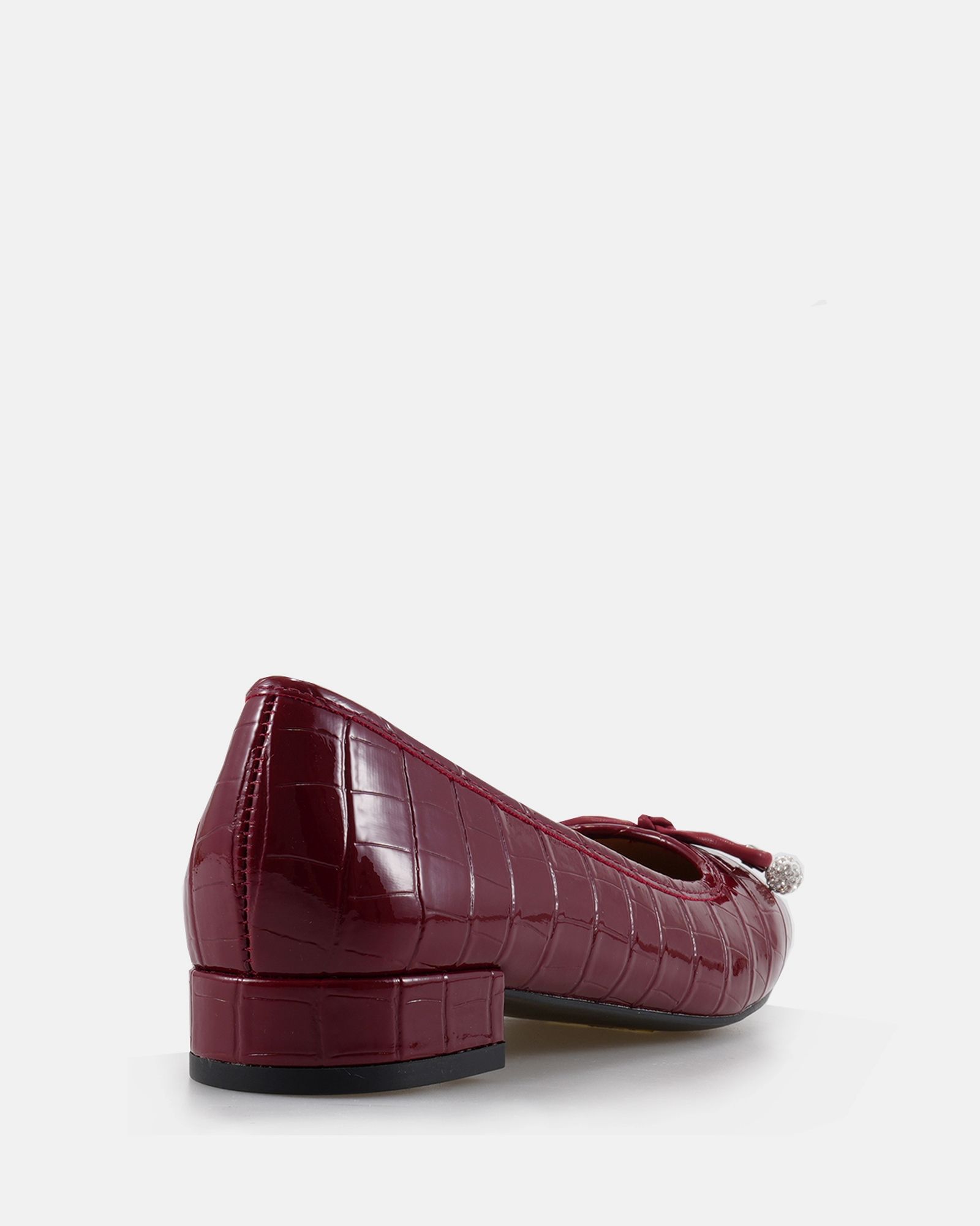 Chioggia Burgundy Low Heel Embellished Bow Ballerina