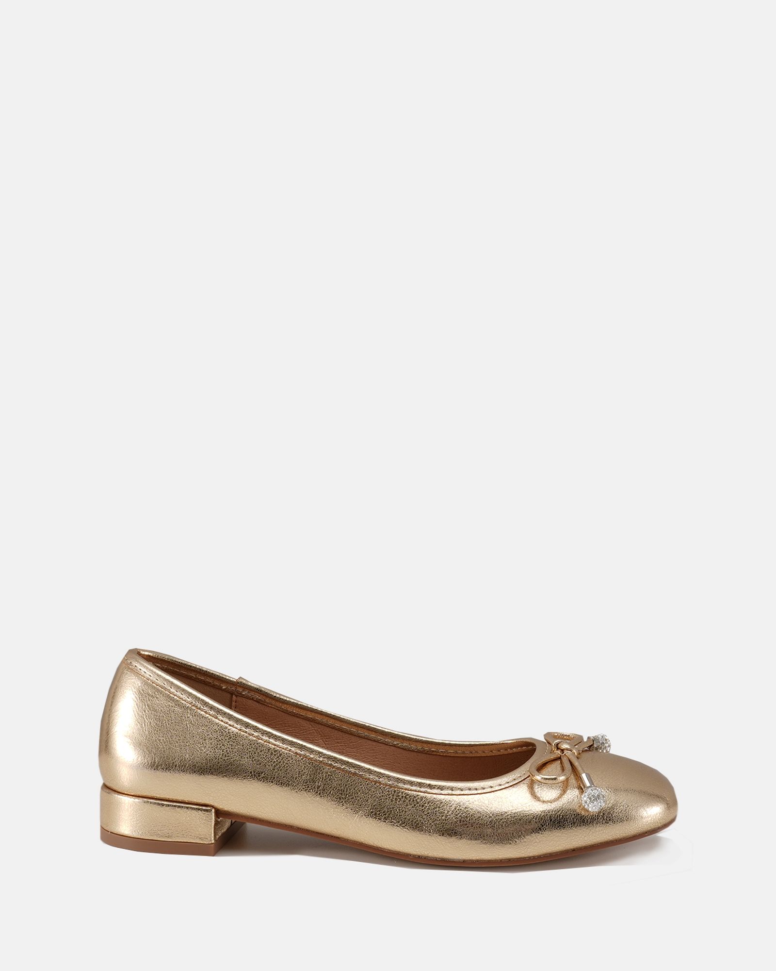 Chioggia Gold Low Heel Embellished Bow Ballerina