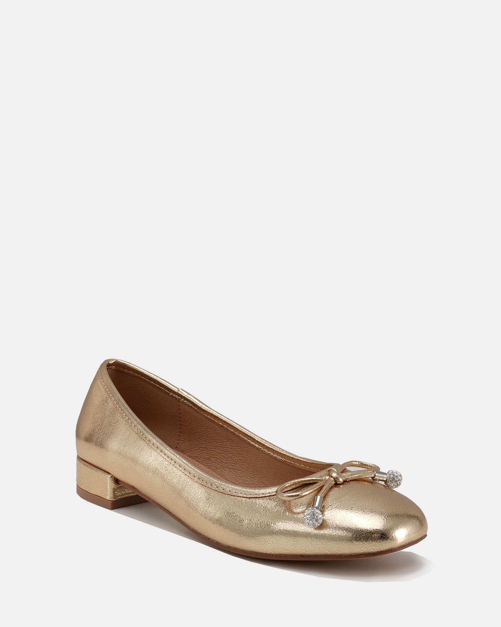 Chioggia Gold Low Heel Embellished Bow Ballerina
