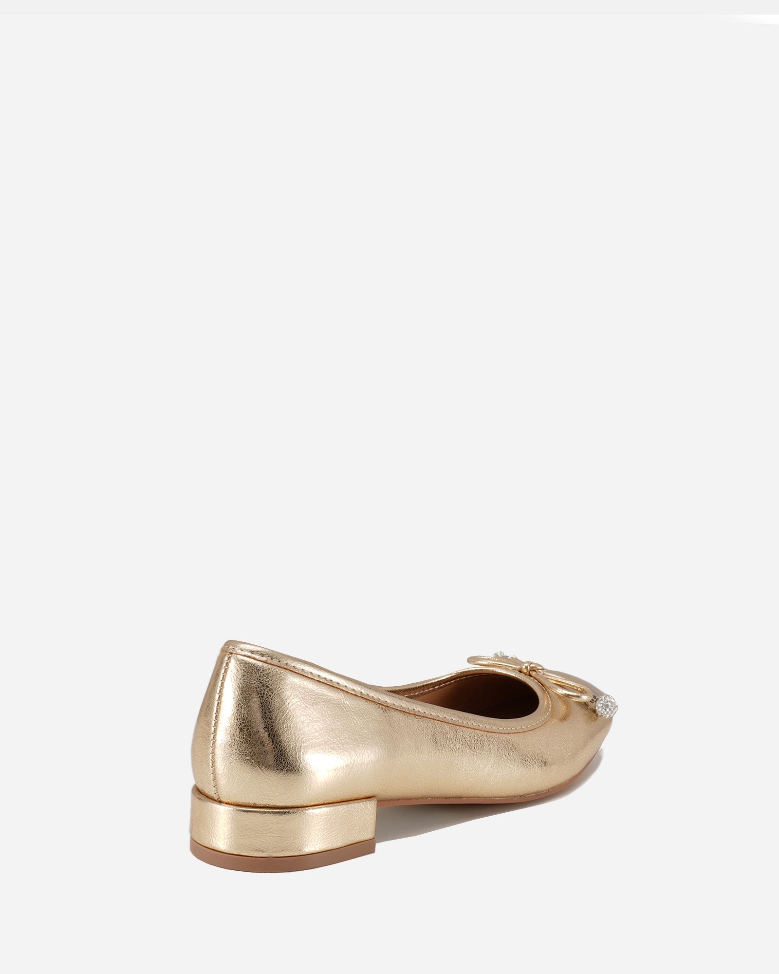 Chioggia Gold Low Heel Embellished Bow Ballerina