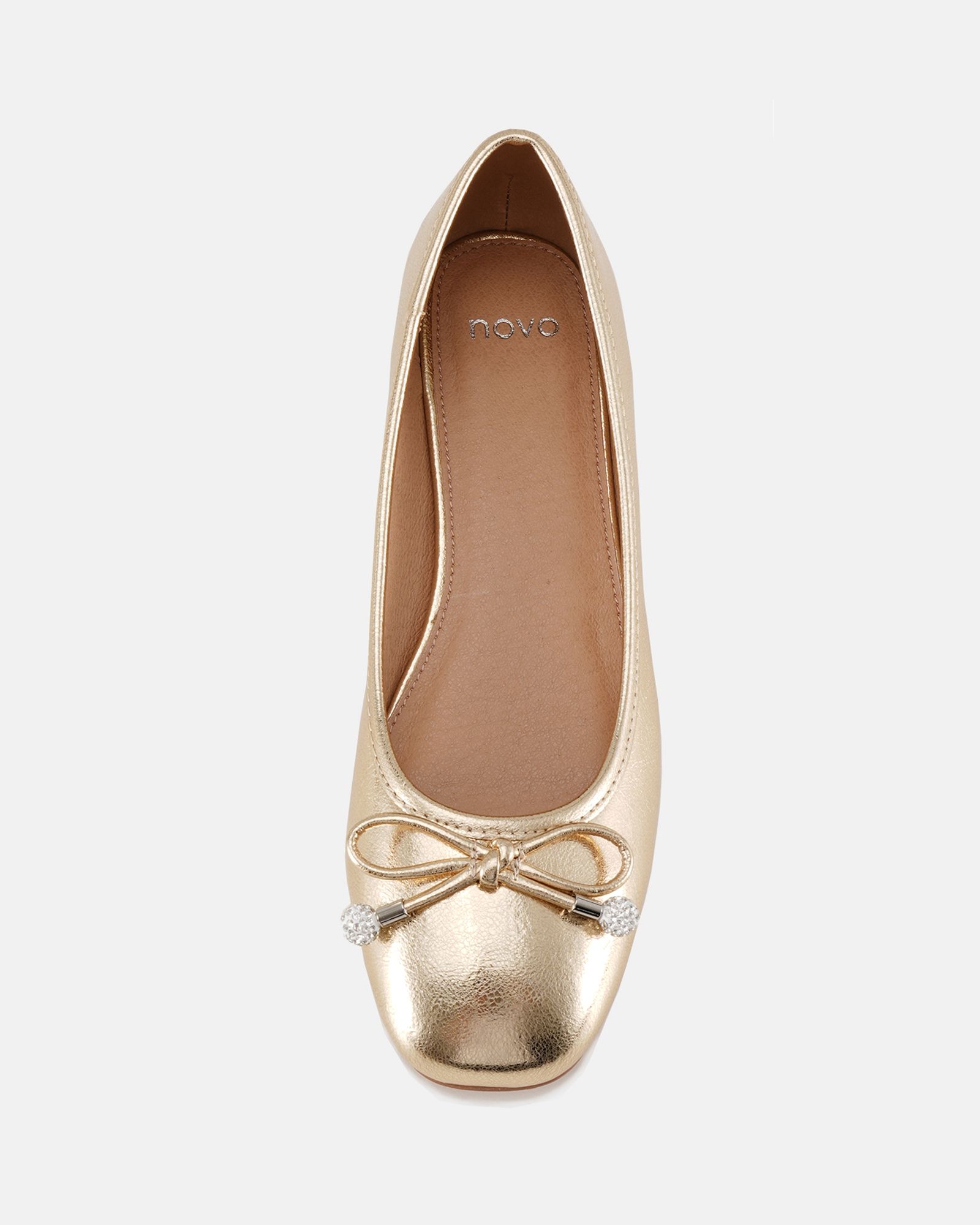 Chioggia Gold Low Heel Embellished Bow Ballerina