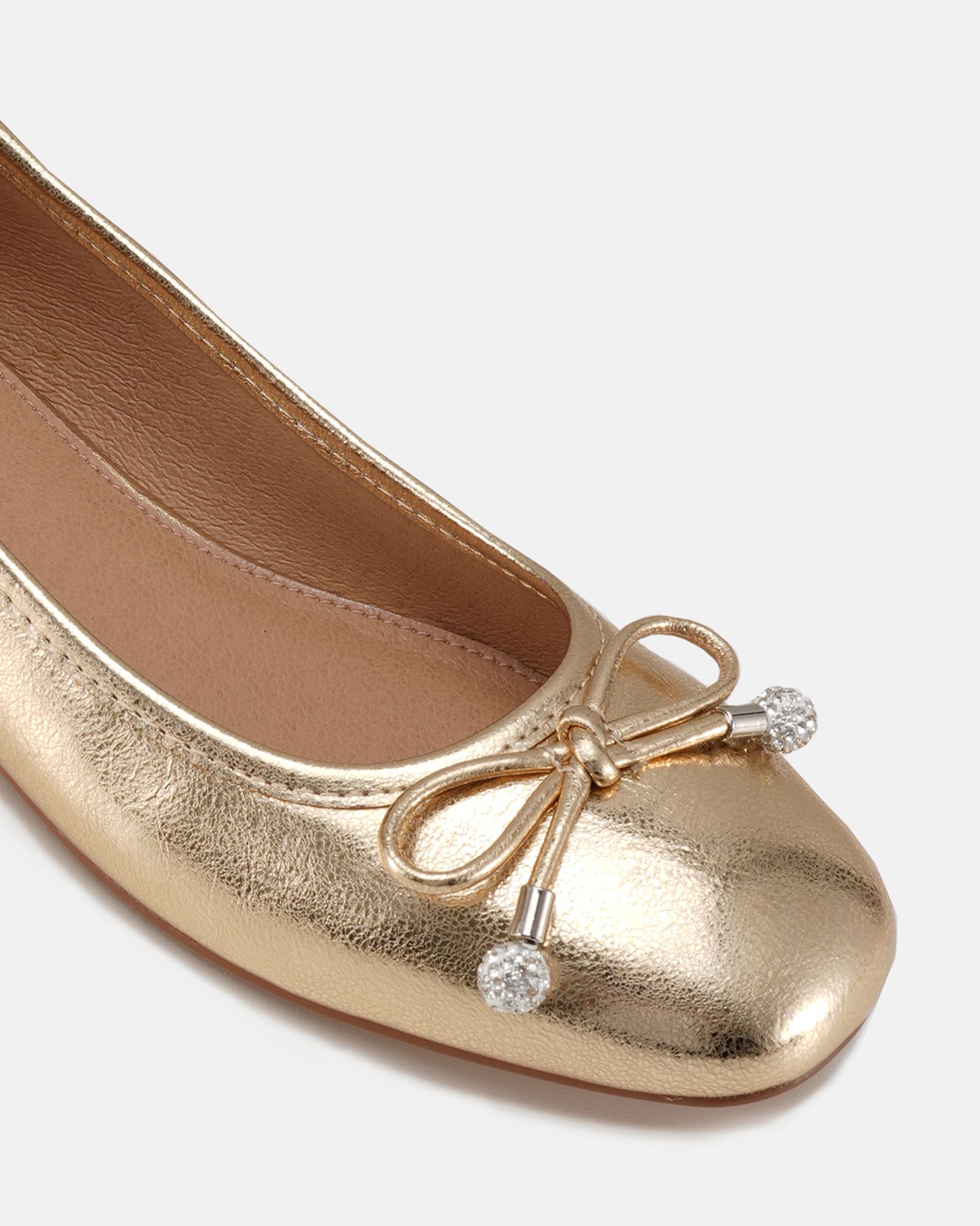 Chioggia Gold Low Heel Embellished Bow Ballerina