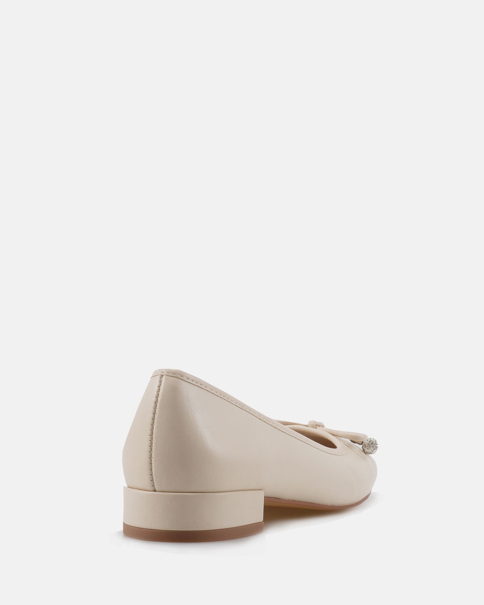 Wide Fit Chioggia Off White Low Heel Embellished Bow Ballerin