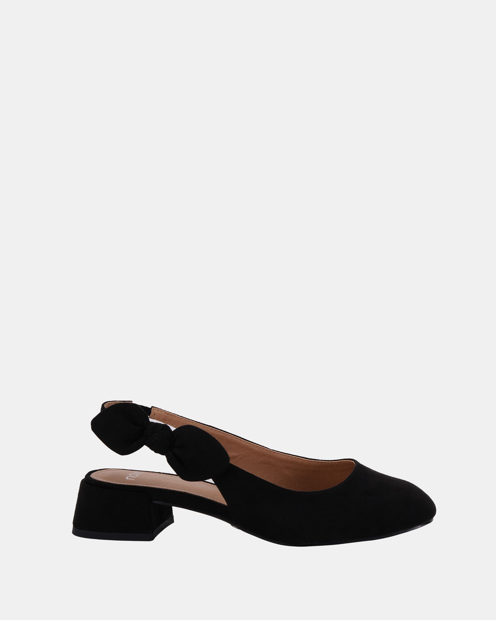 Wide Fit CLAUDIA Black Bow Low Block Slingback