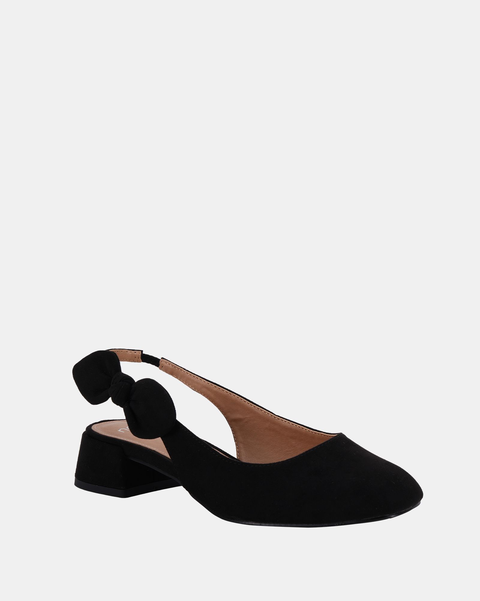 Wide Fit CLAUDIA Black Bow Low Block Slingback