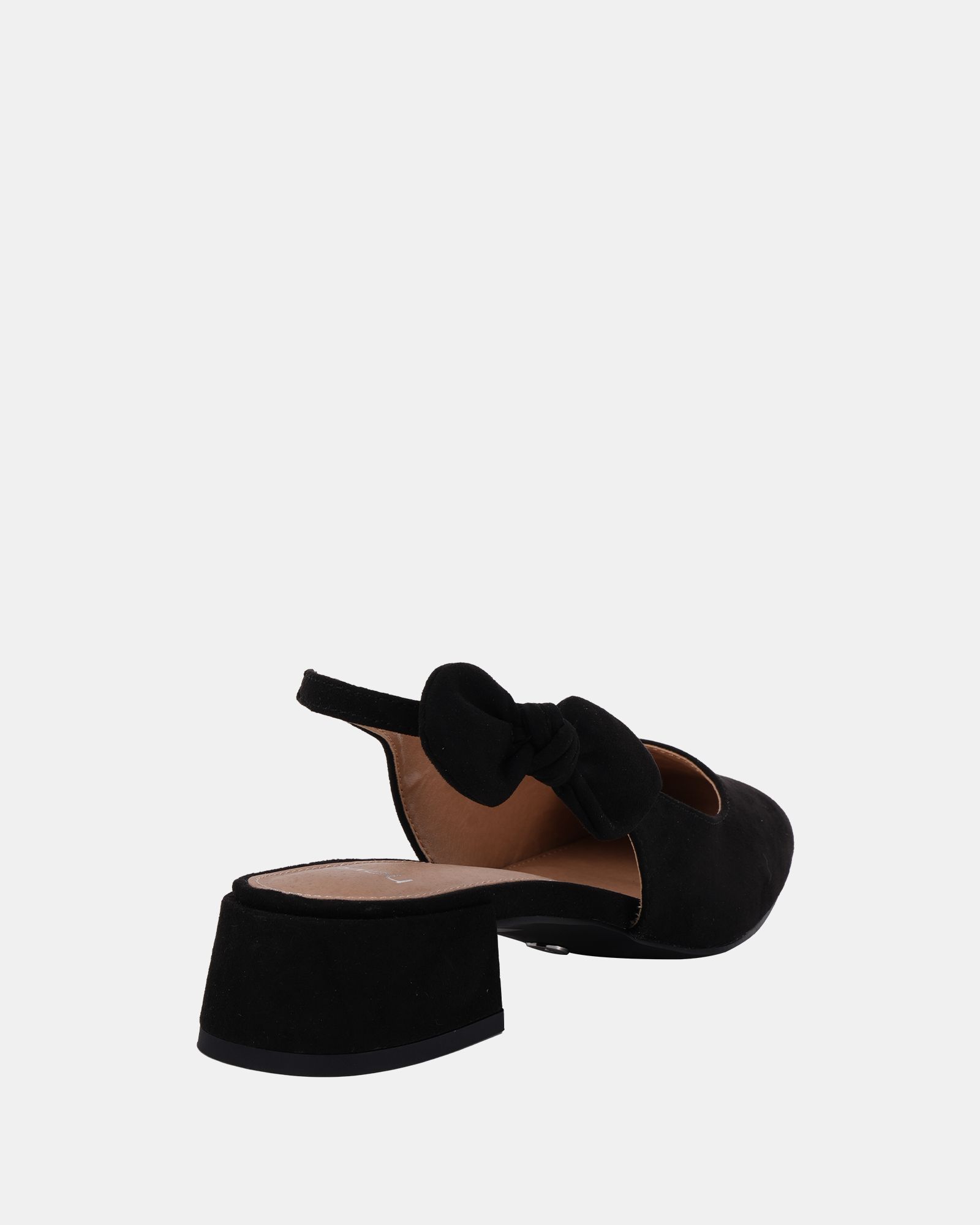 CLAUDIA Black Bow Low Block Slingback
