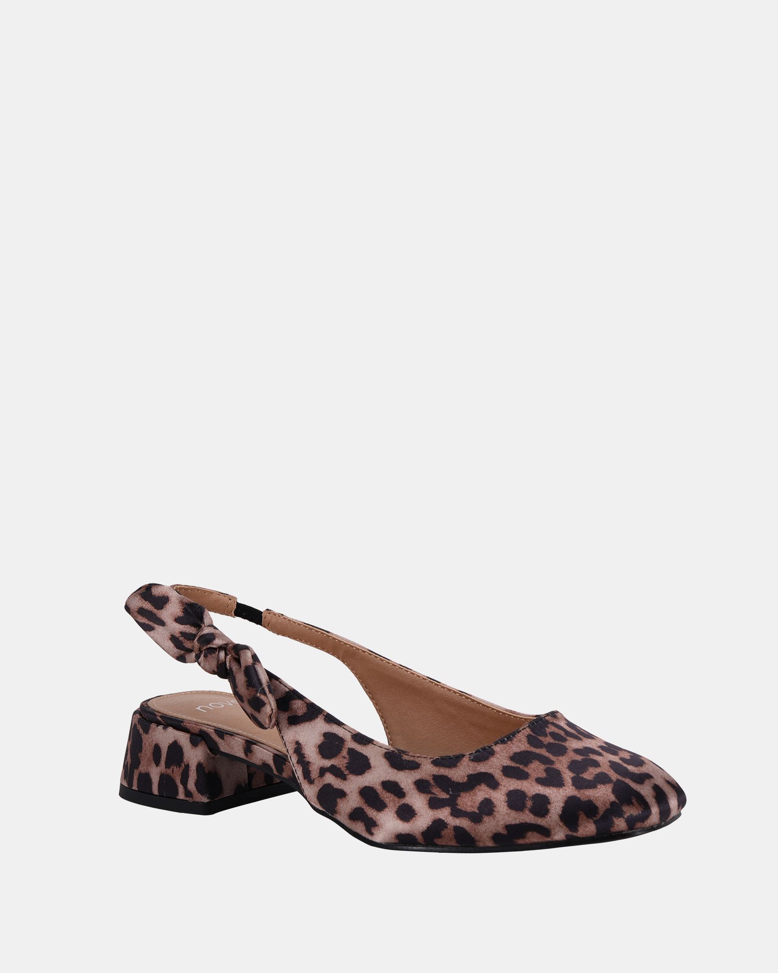 Wide Fit CLAUDIA Leopard Bow Low Block Slingback