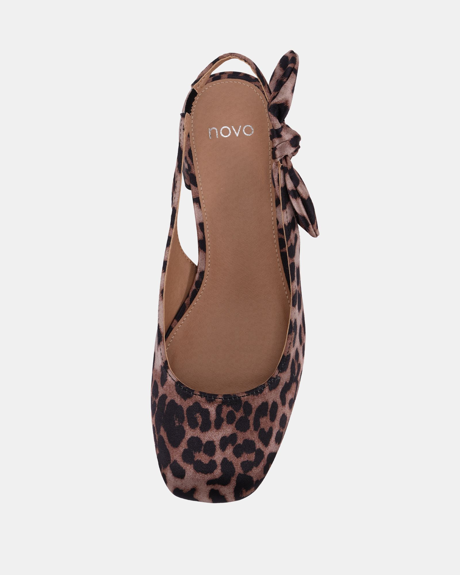 Wide Fit CLAUDIA Leopard Bow Low Block Slingback