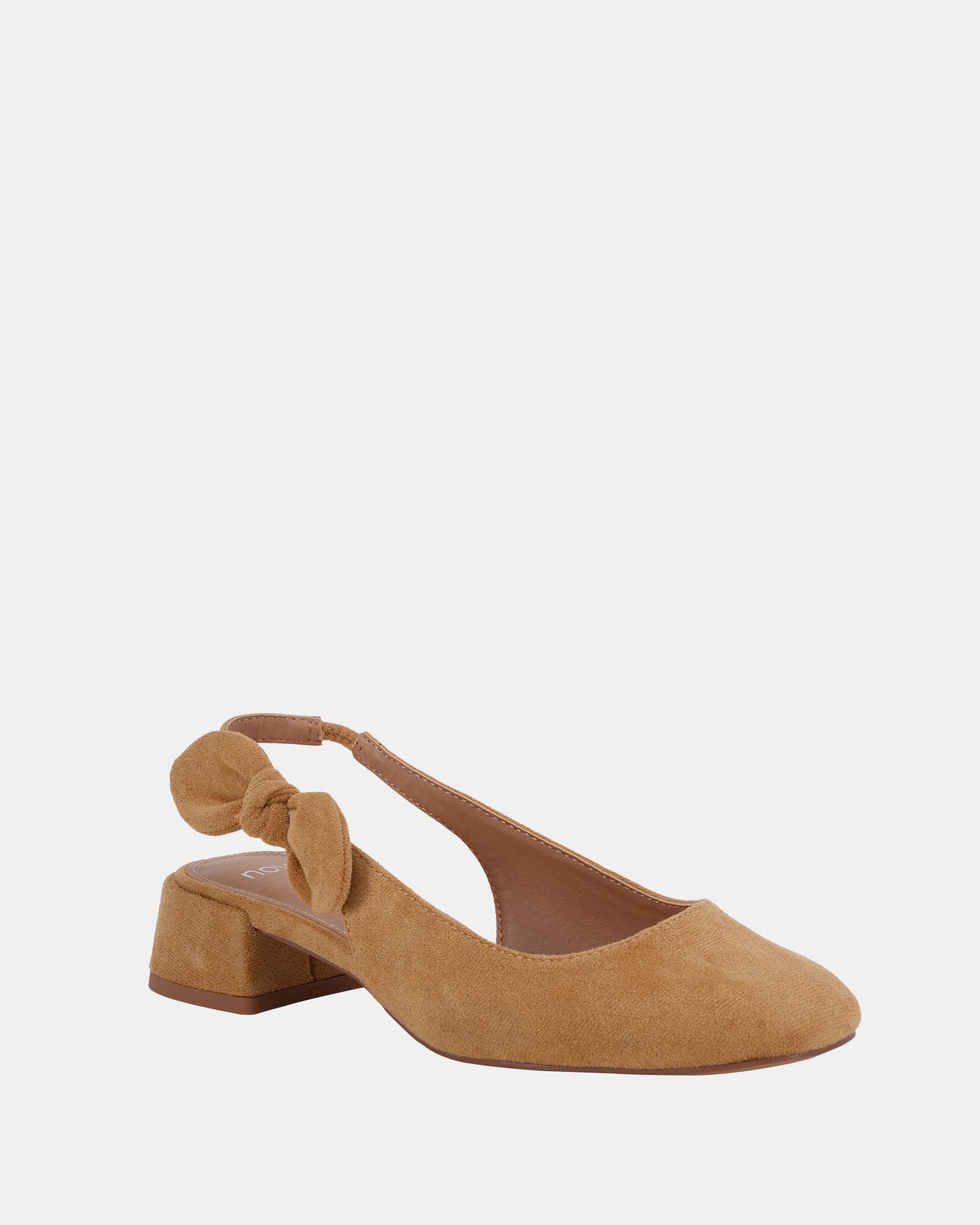 CLAUDIA Natural Bow Low Block Slingback