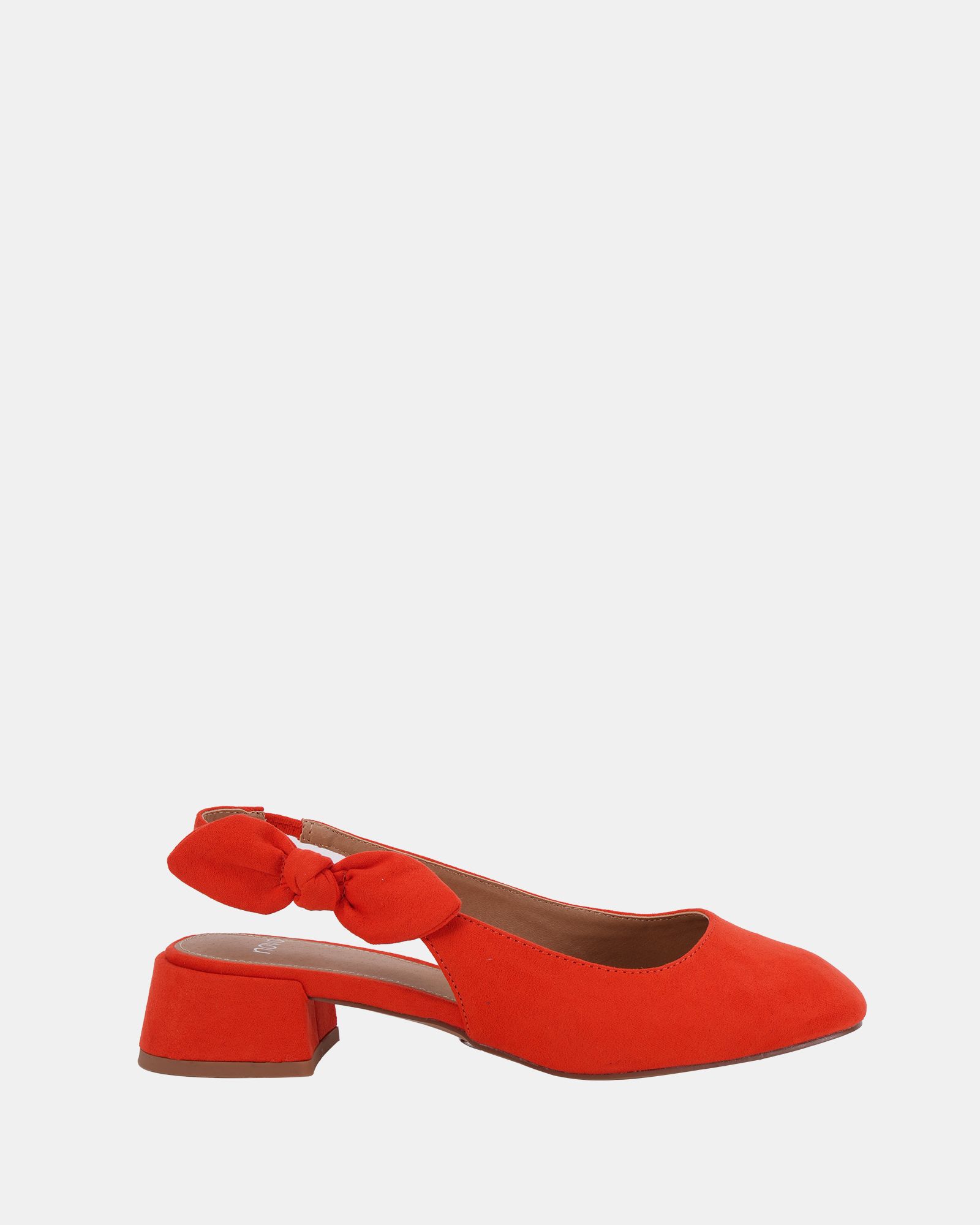 CLAUDIA Red Bow Low Block Slingback
