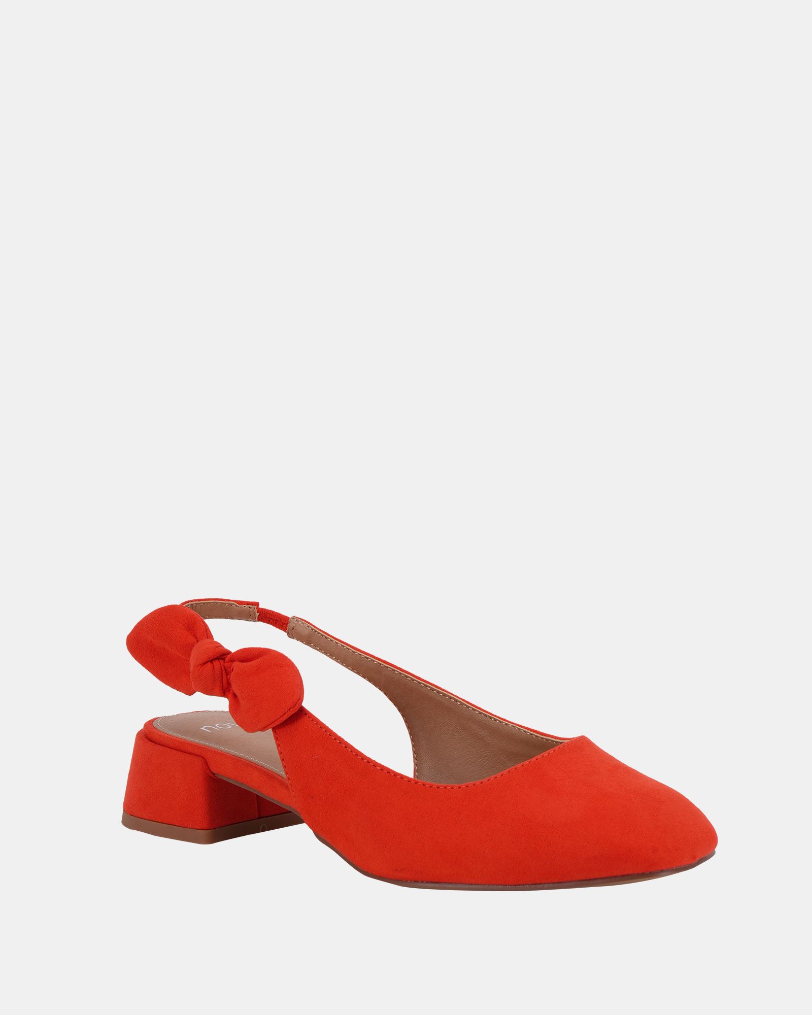 CLAUDIA Red Bow Low Block Slingback