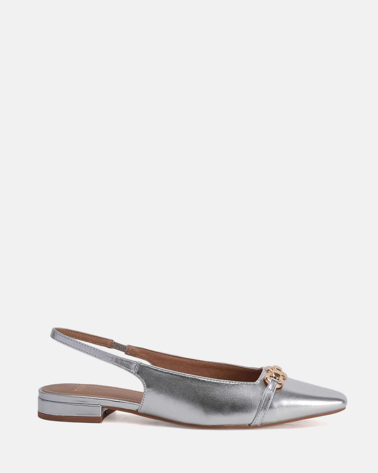 COLISH Silver Hardware Slingback Flat
