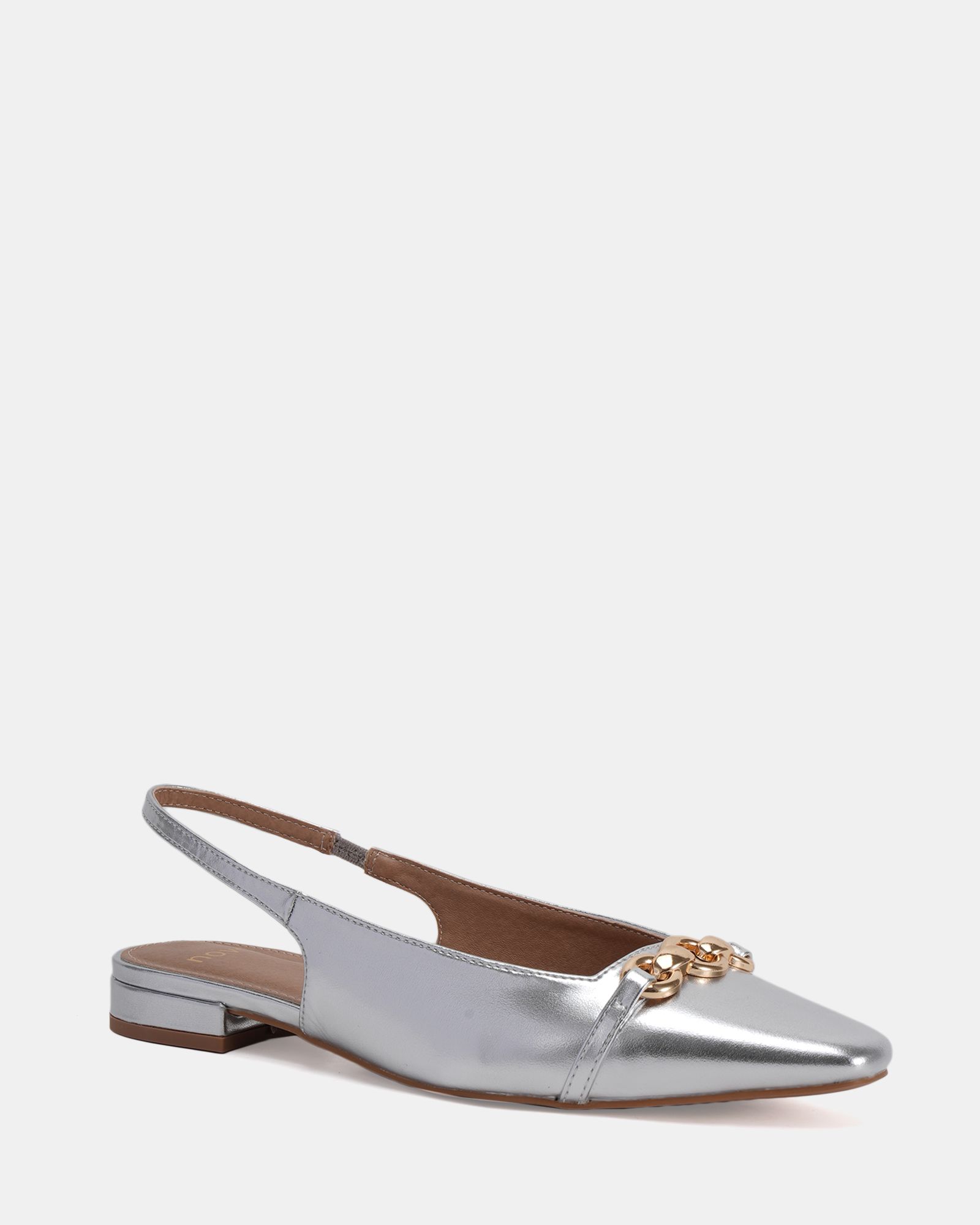 COLISH Silver Hardware Slingback Flat