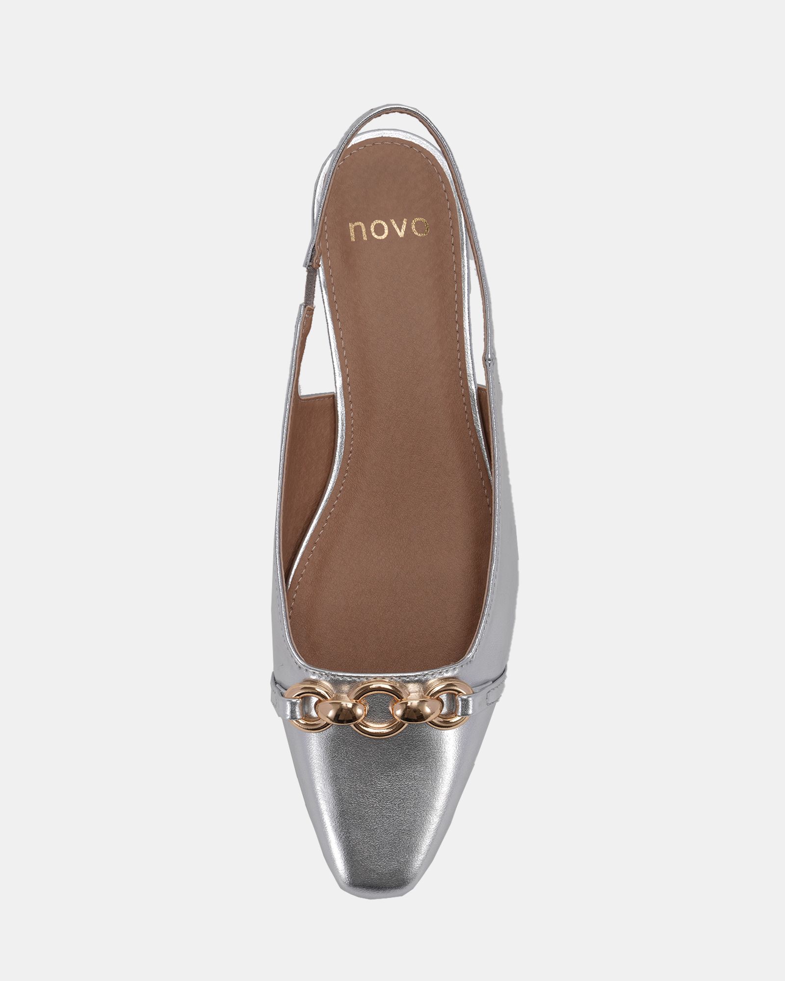 COLISH Silver Hardware Slingback Flat