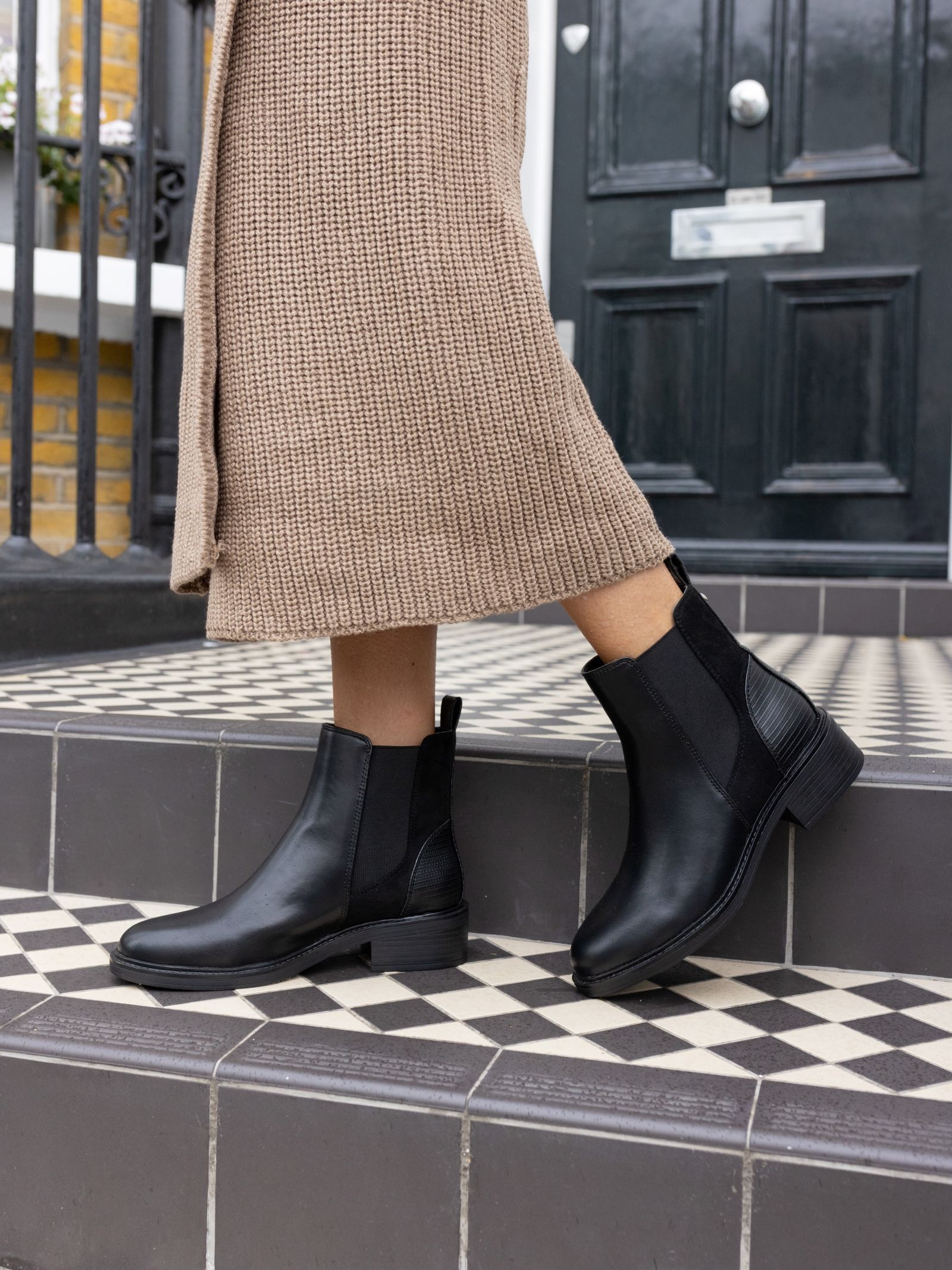 Daniela Black Flat Chelsea Boot
