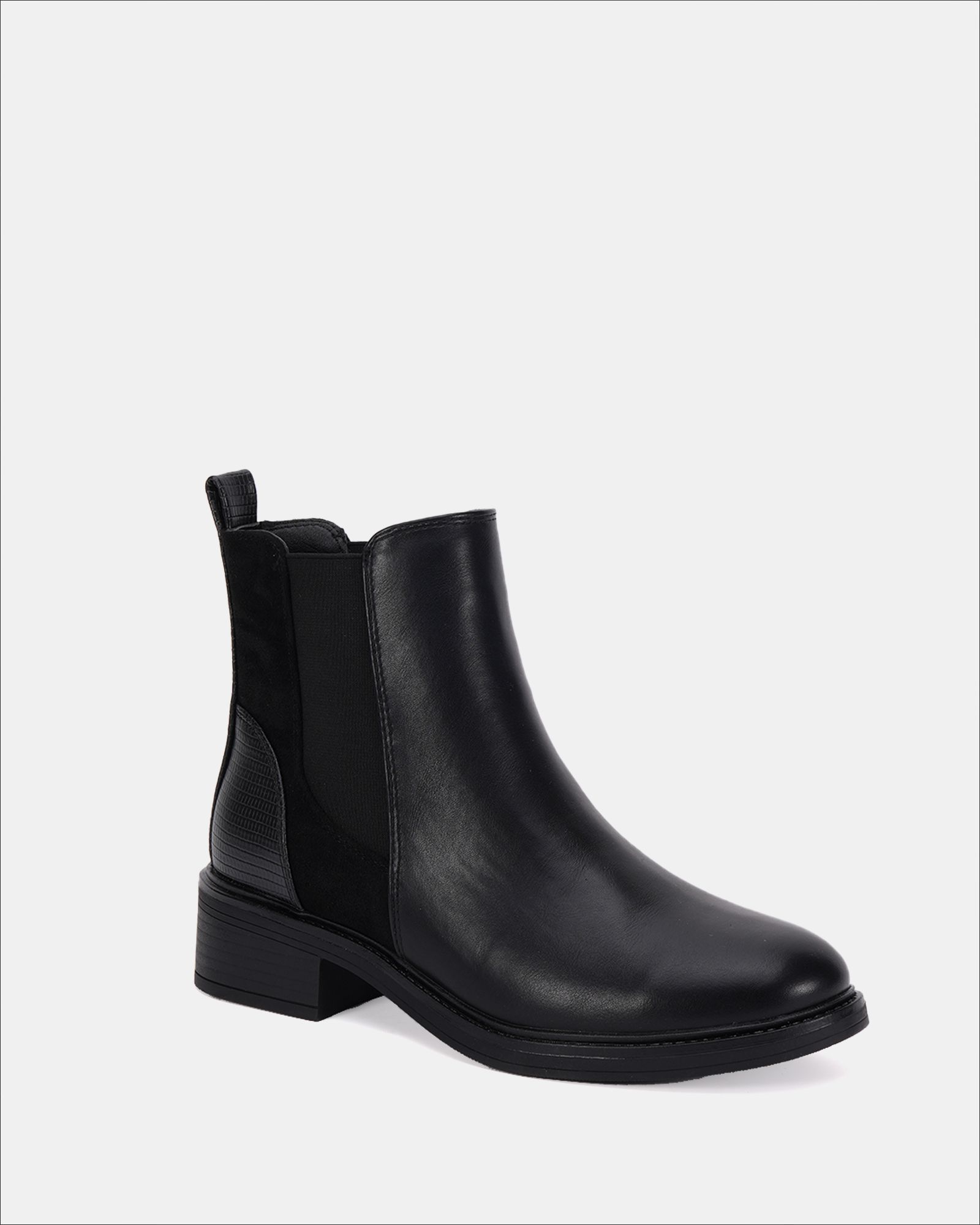 Wide Fit Daniela Black Flat Chelsea Boot
