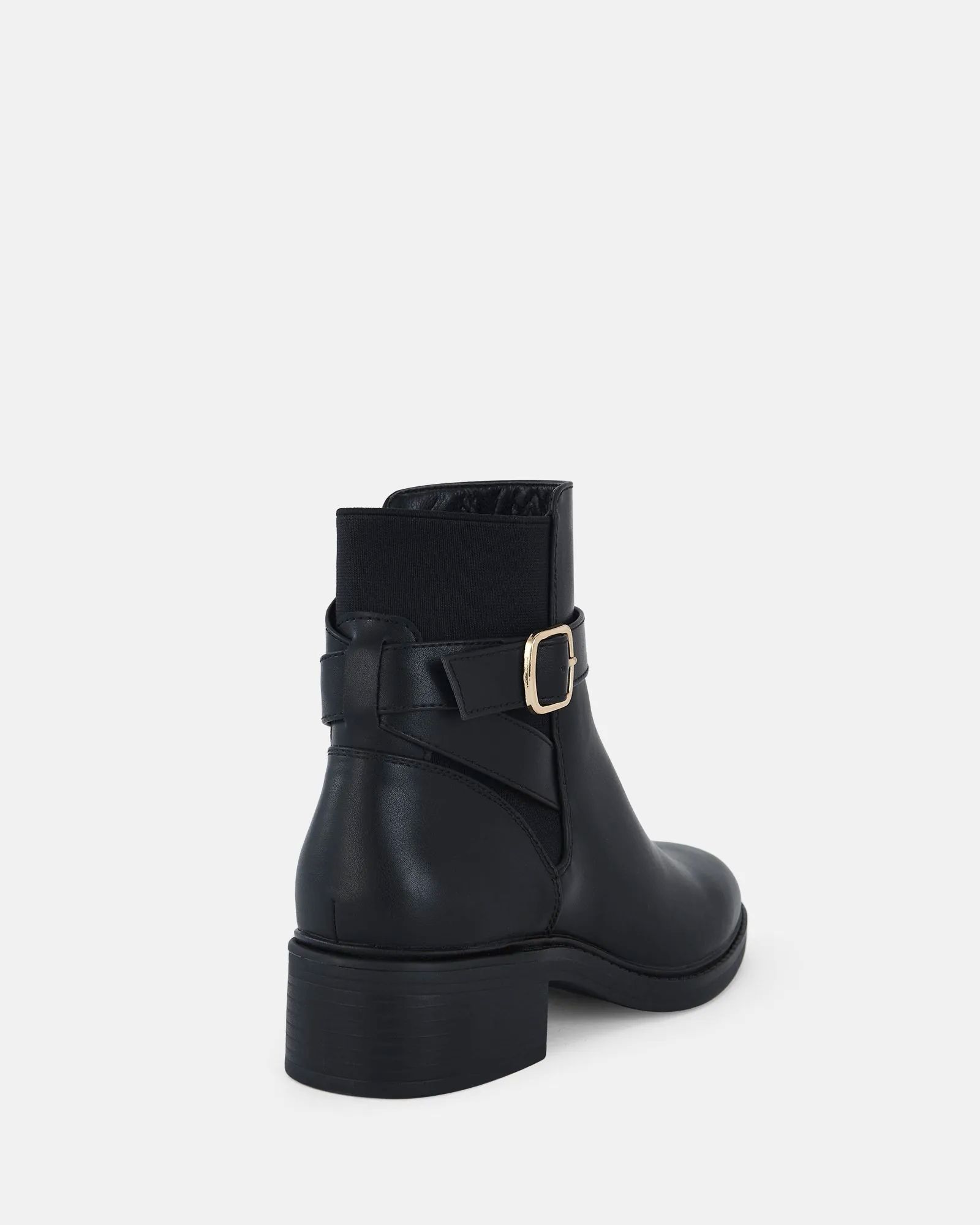 Wide Fit Darya Black Buckle Chelsea Boot