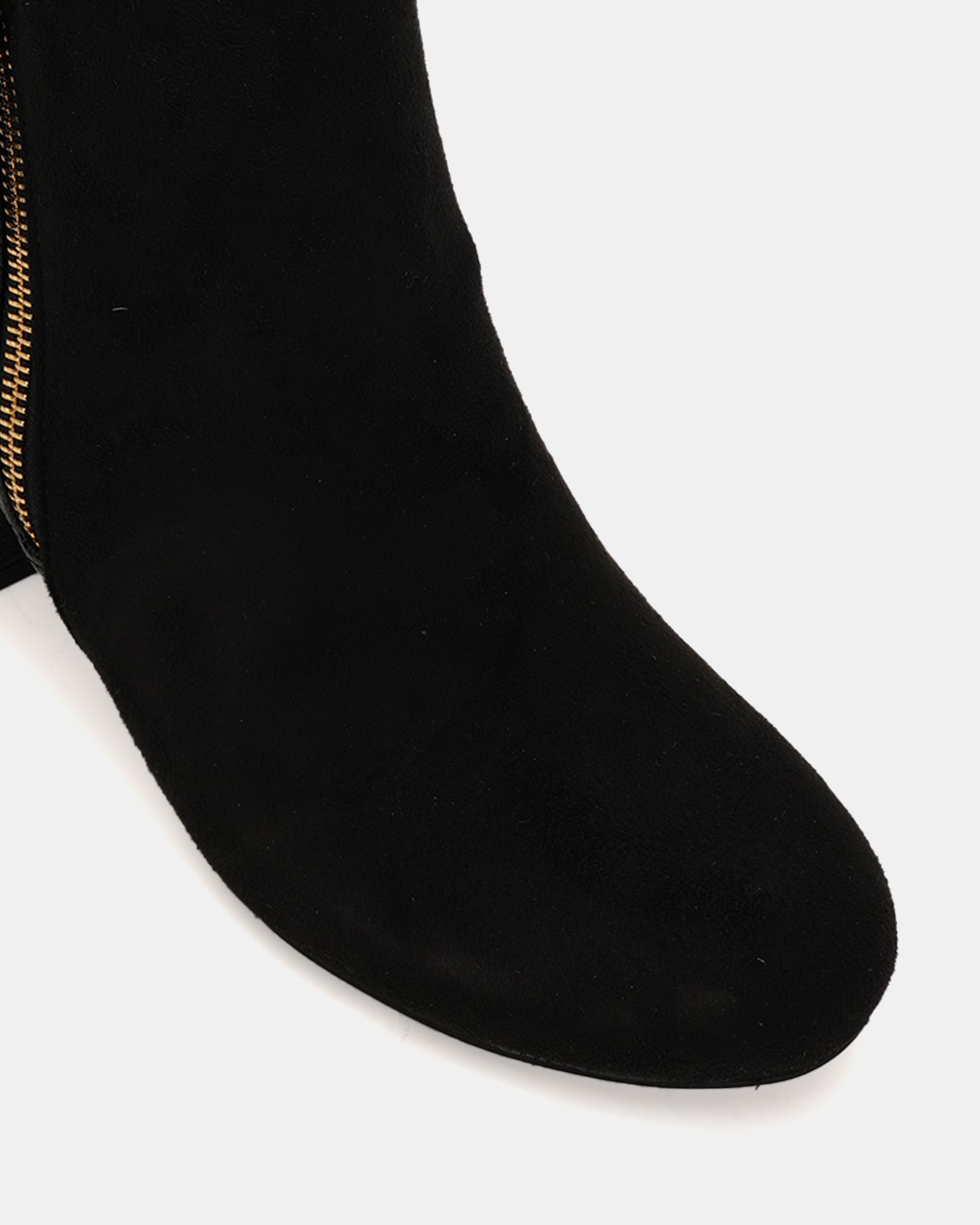 Wide Fit Davion Black Lizard Zip Block Heel Ankle Boot