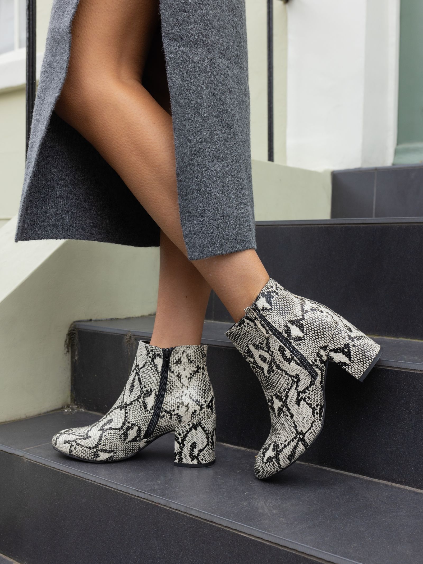 Davion Snake Zip Block Heel Ankle Boot