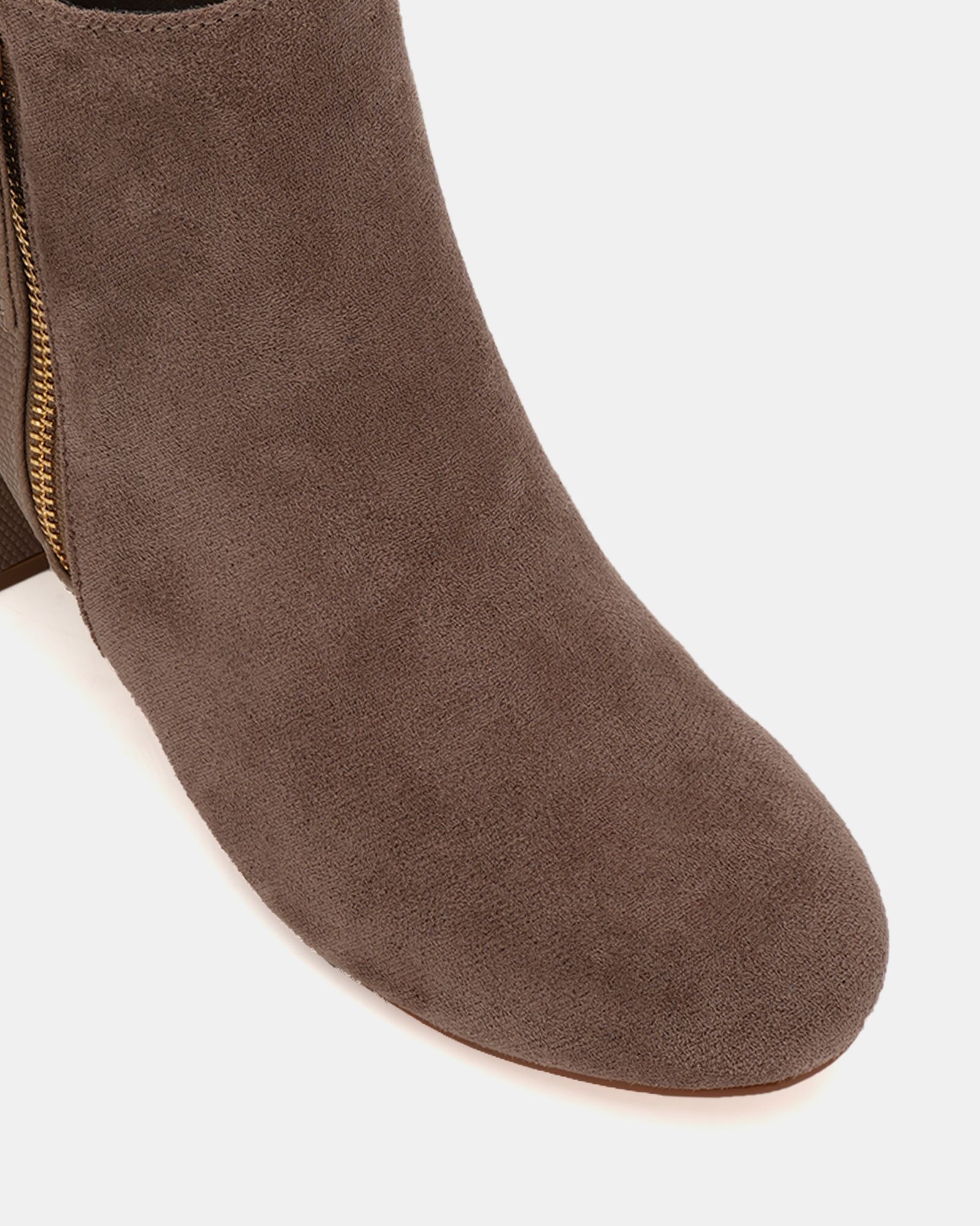 Davion Taupe Lizard Zip Block Heel Ankle Boot