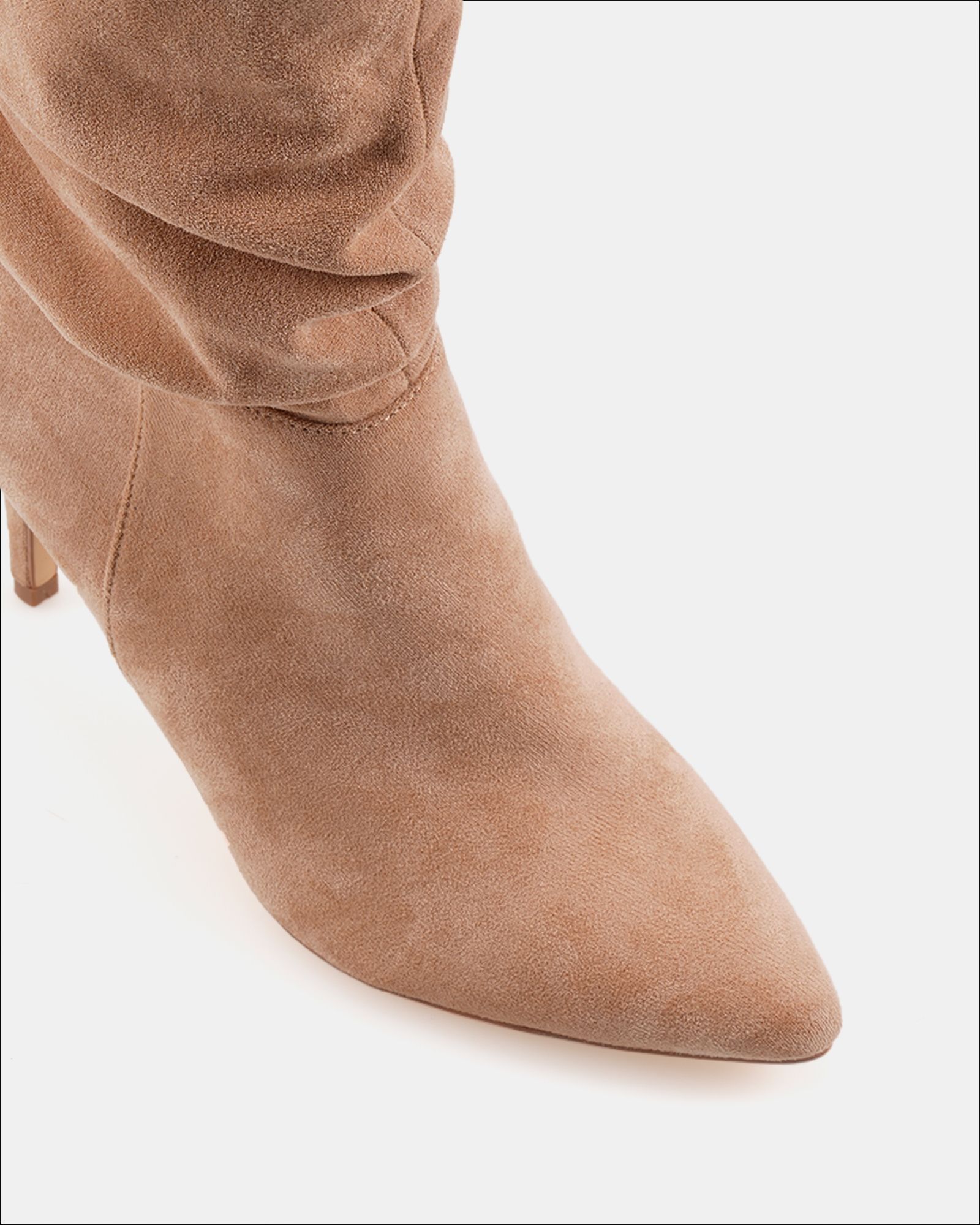 Dekota Taupe Ruched Point Mid Calf Boot