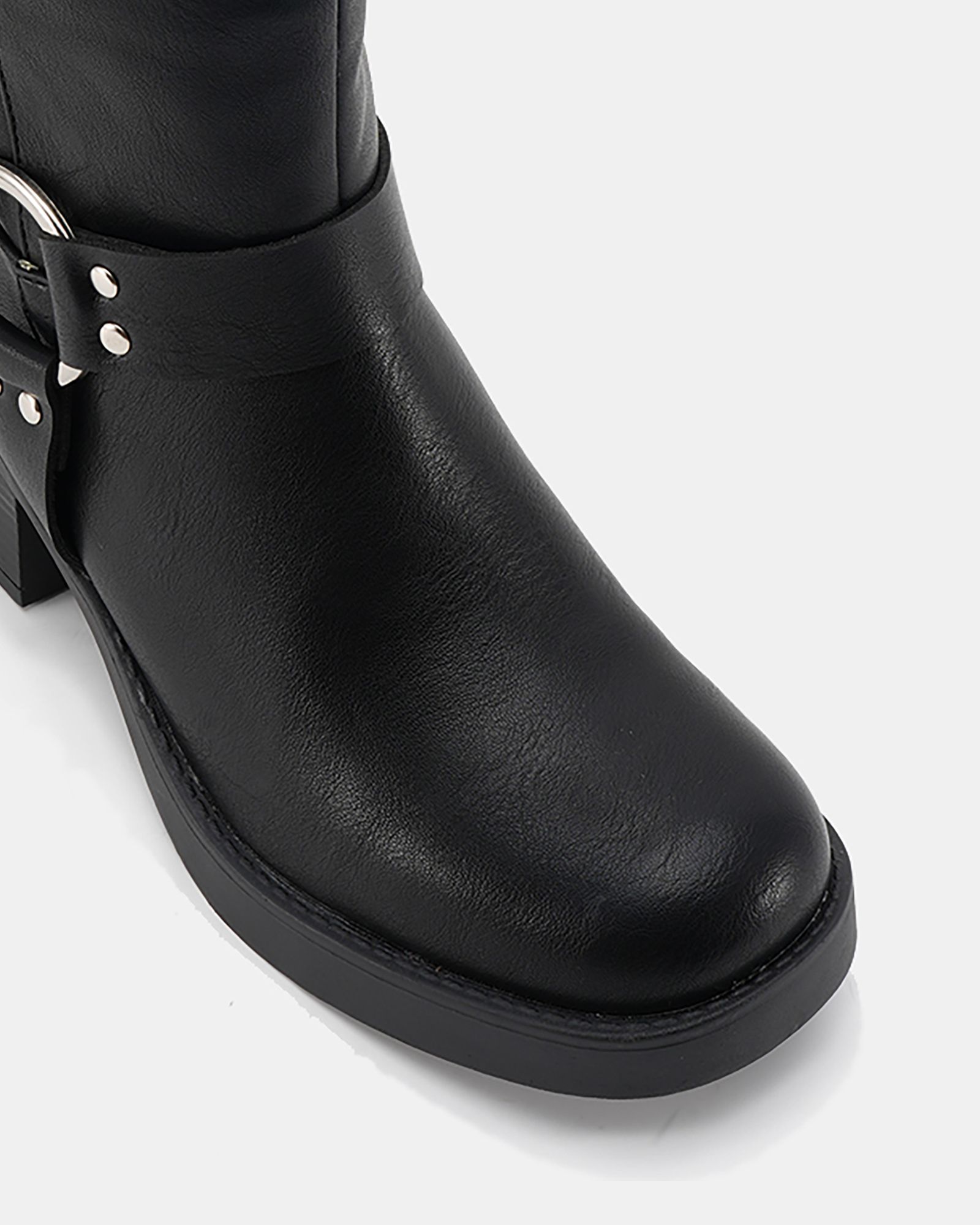 Delaware Black Harness Biker Knee Boot