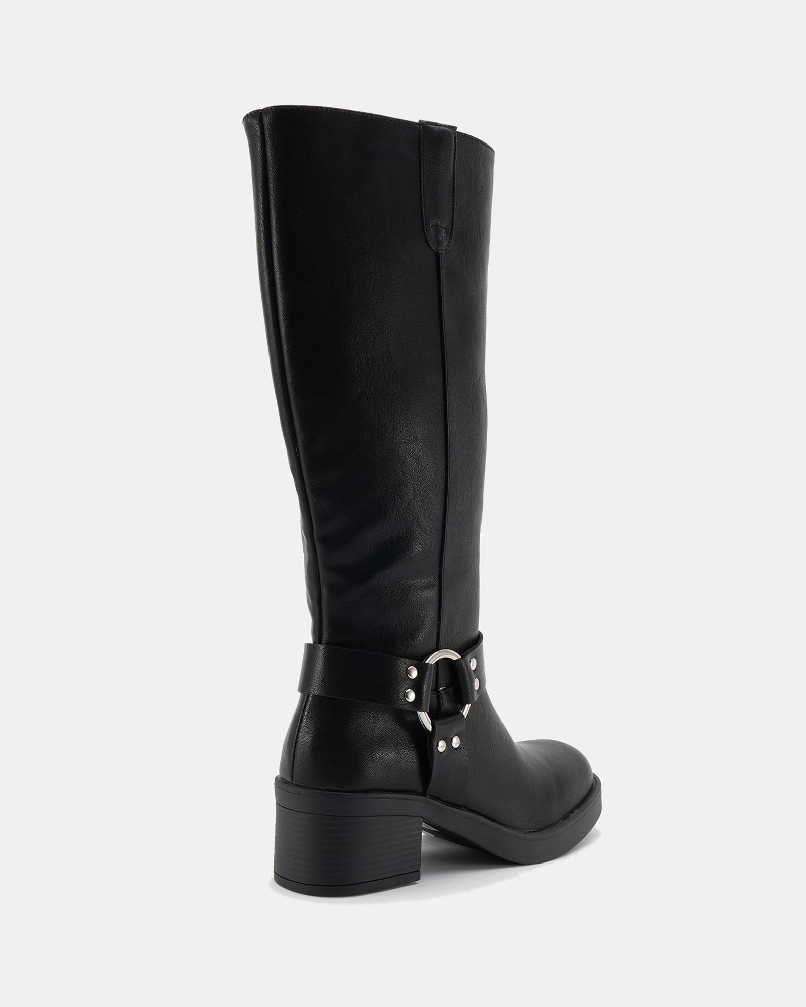 Delaware Black Harness Biker Knee Boot