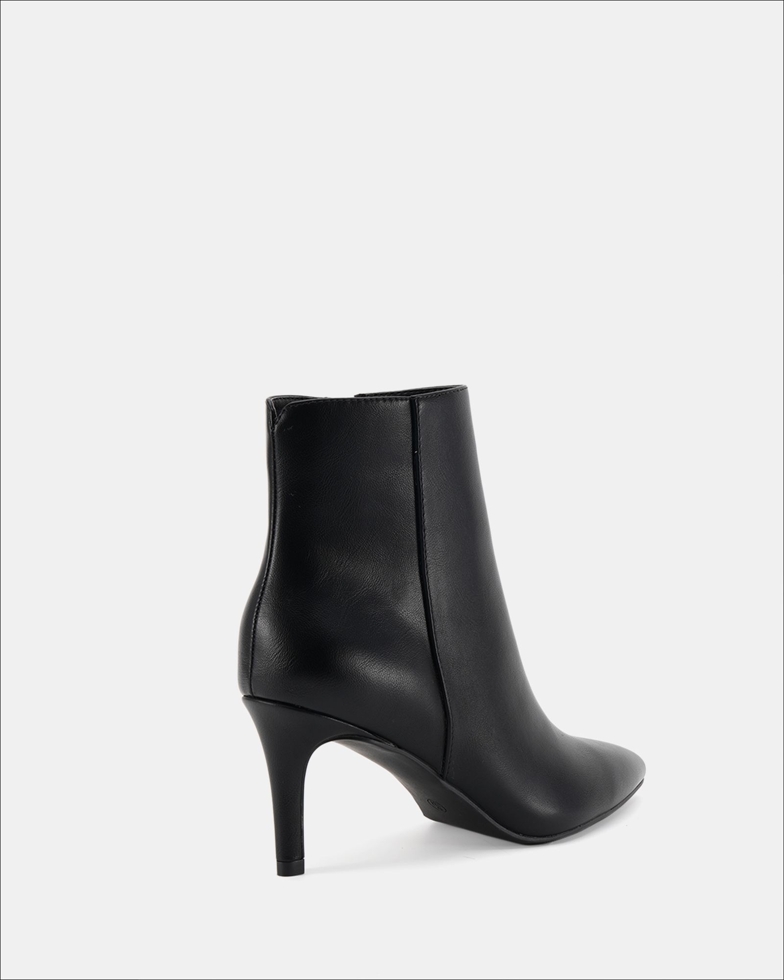 Felicia Black PU Point Mid Heel Ankle Boot