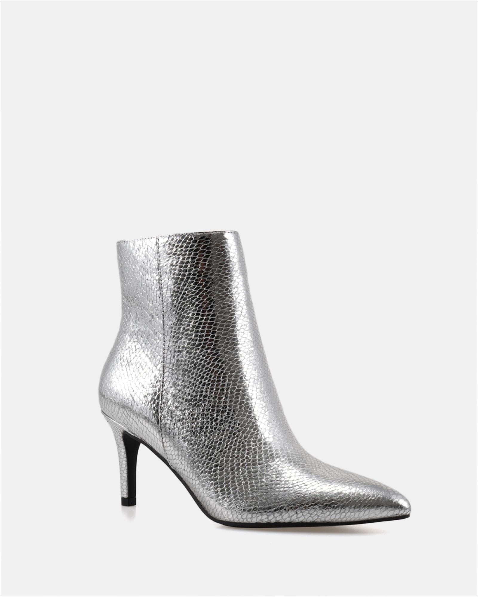 Felicia Silver Point Mid Heel Ankle Boot